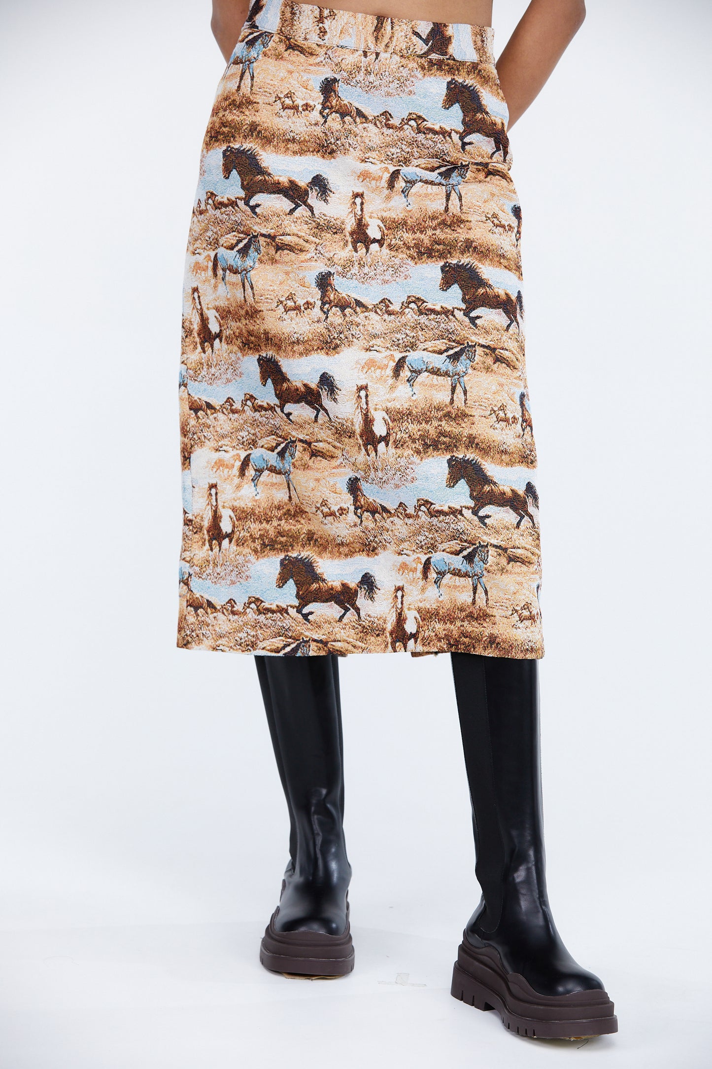 A-Line Midi Skirt, Horse Jacquard