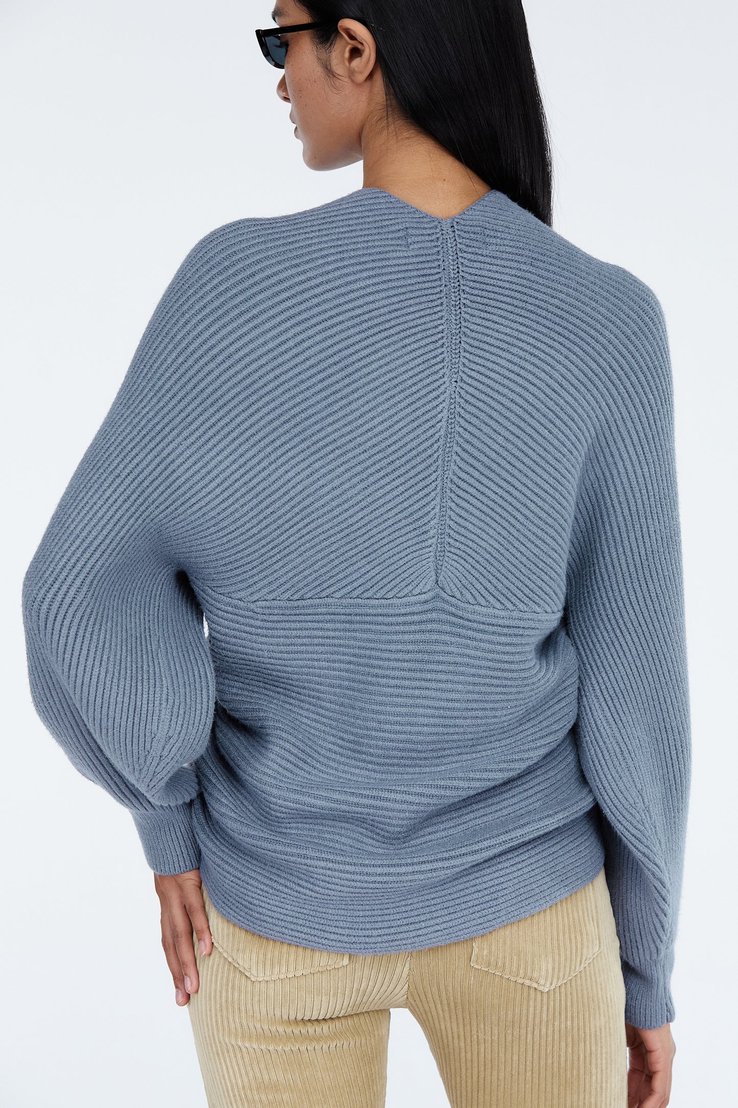 Soft Touch Wrap Front Wool Sweater, Blue