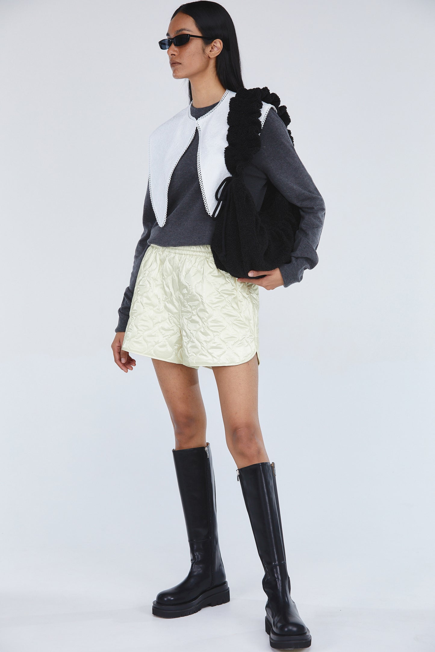 Quilted Leather Shorts, White
