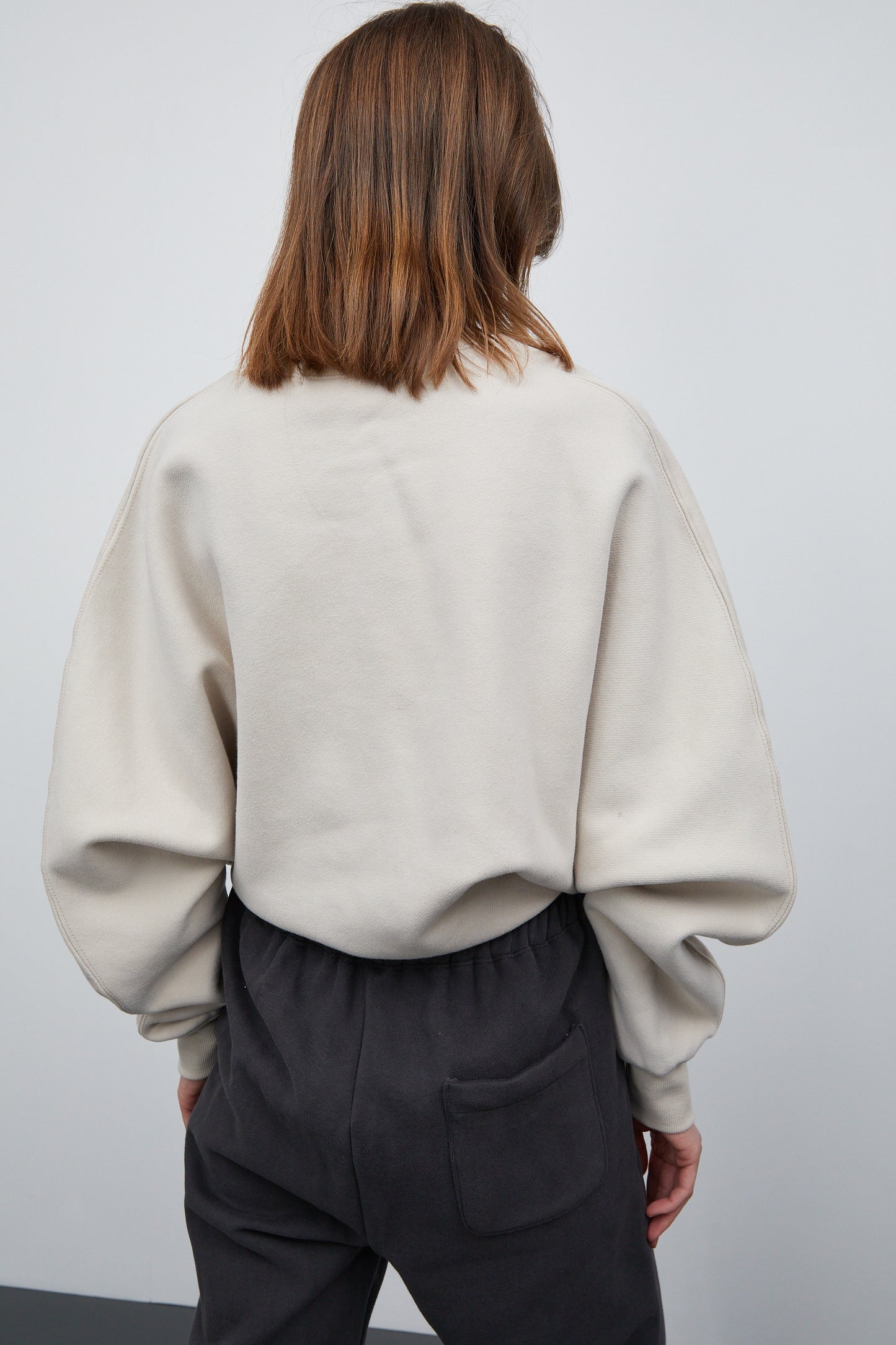 Asymmetric Cut Sweatshirt, Taupe