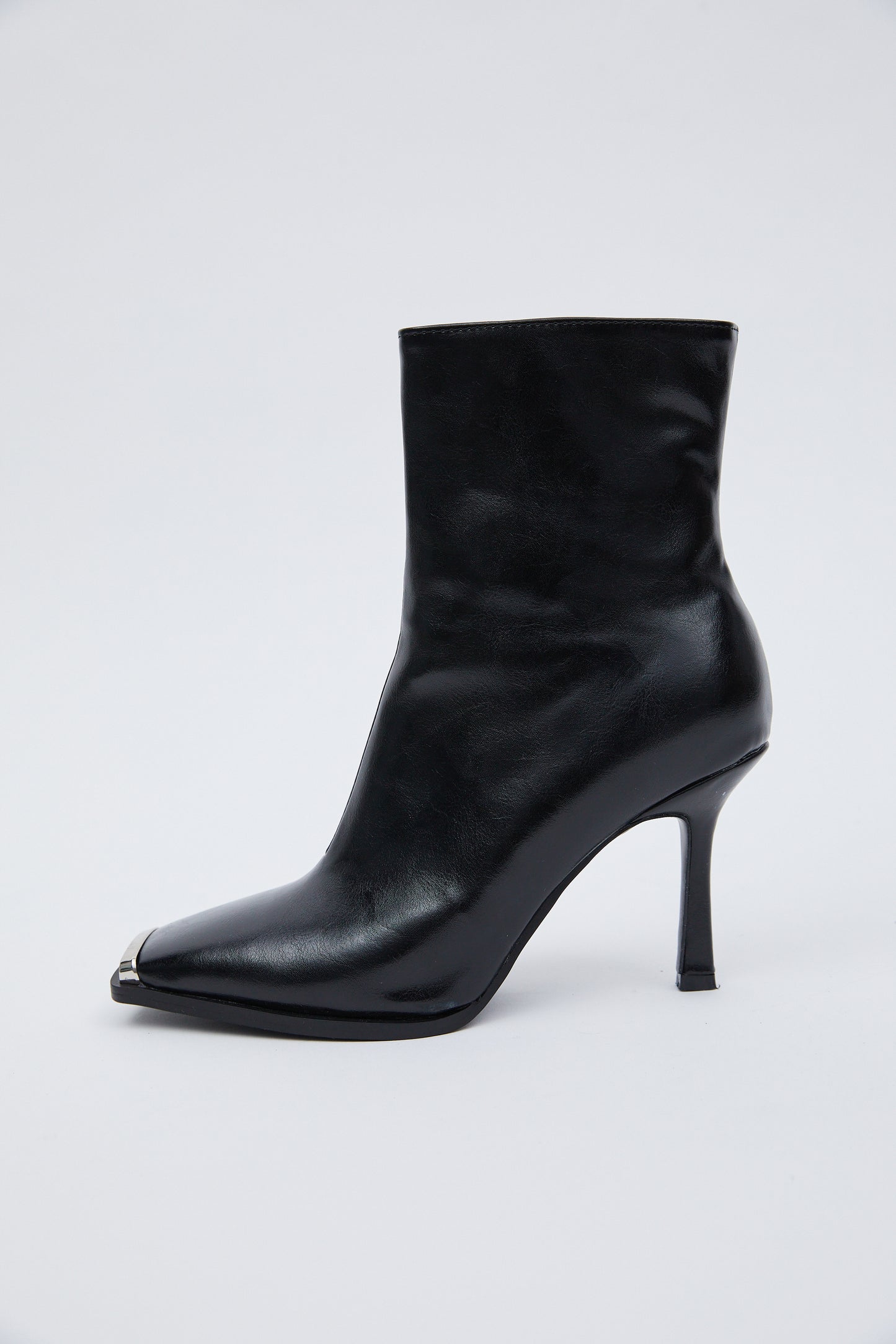 Metal Toe Heeled Ankle Boots, Black