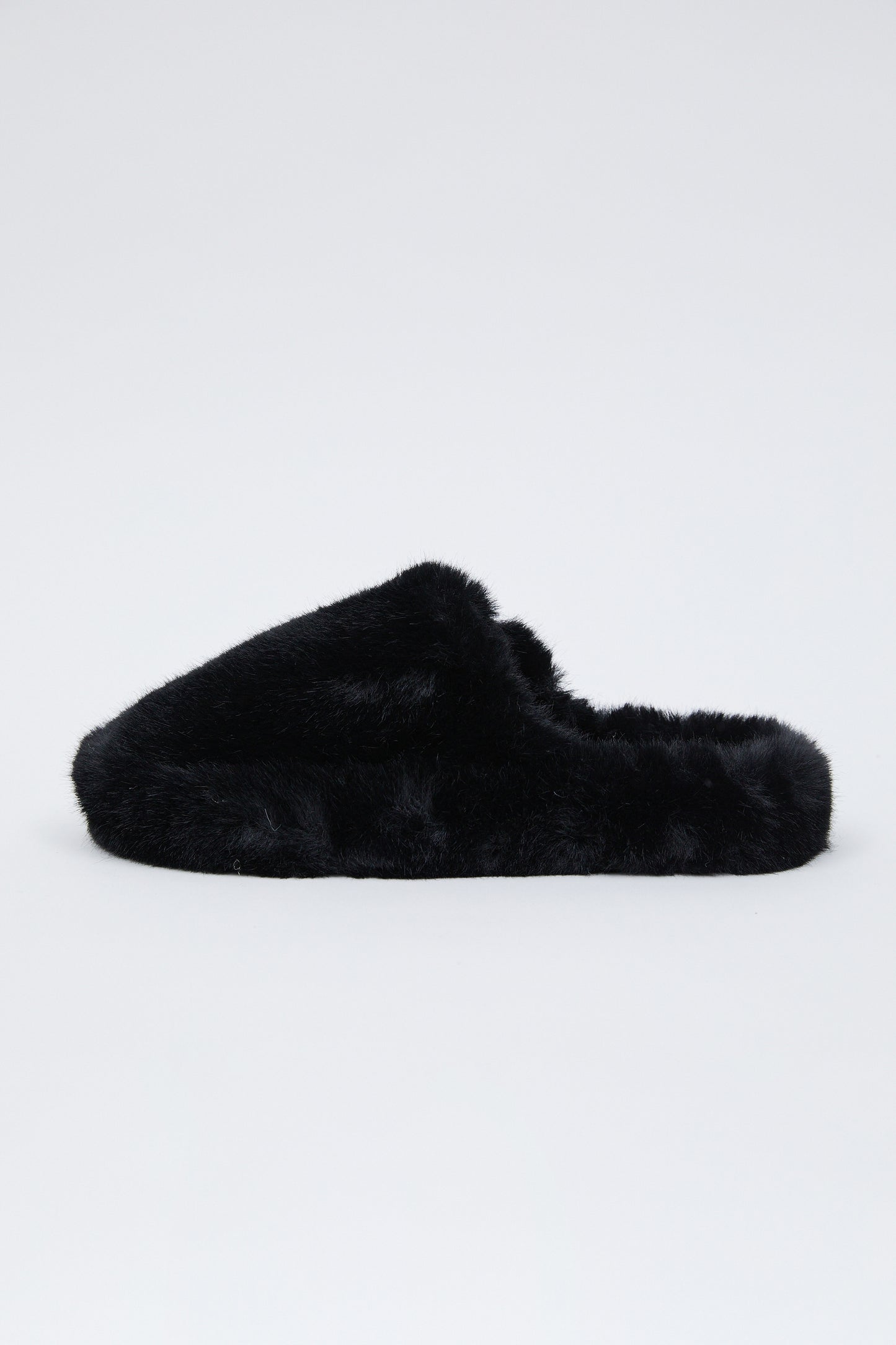 Faux Fur Slippers, Black