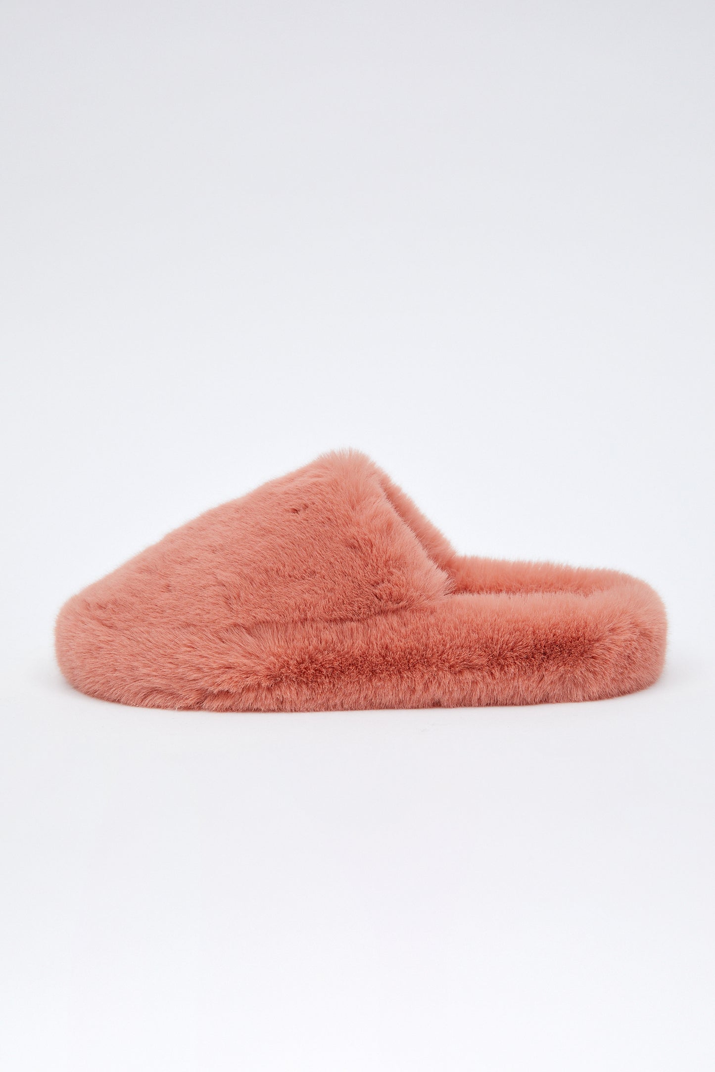 Faux Fur Slippers, Warm Blush