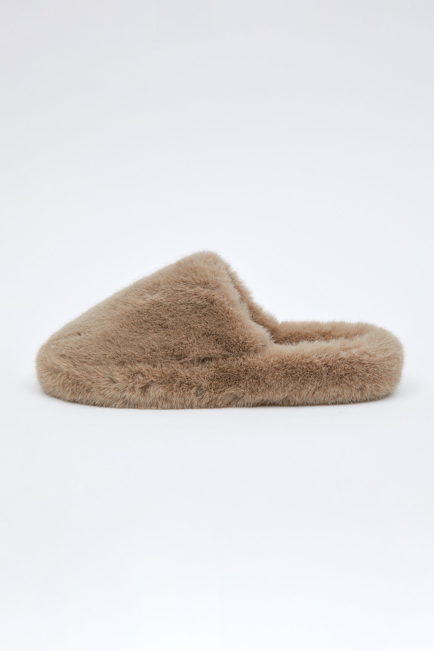 Faux Fur Slippers, Cappuccino