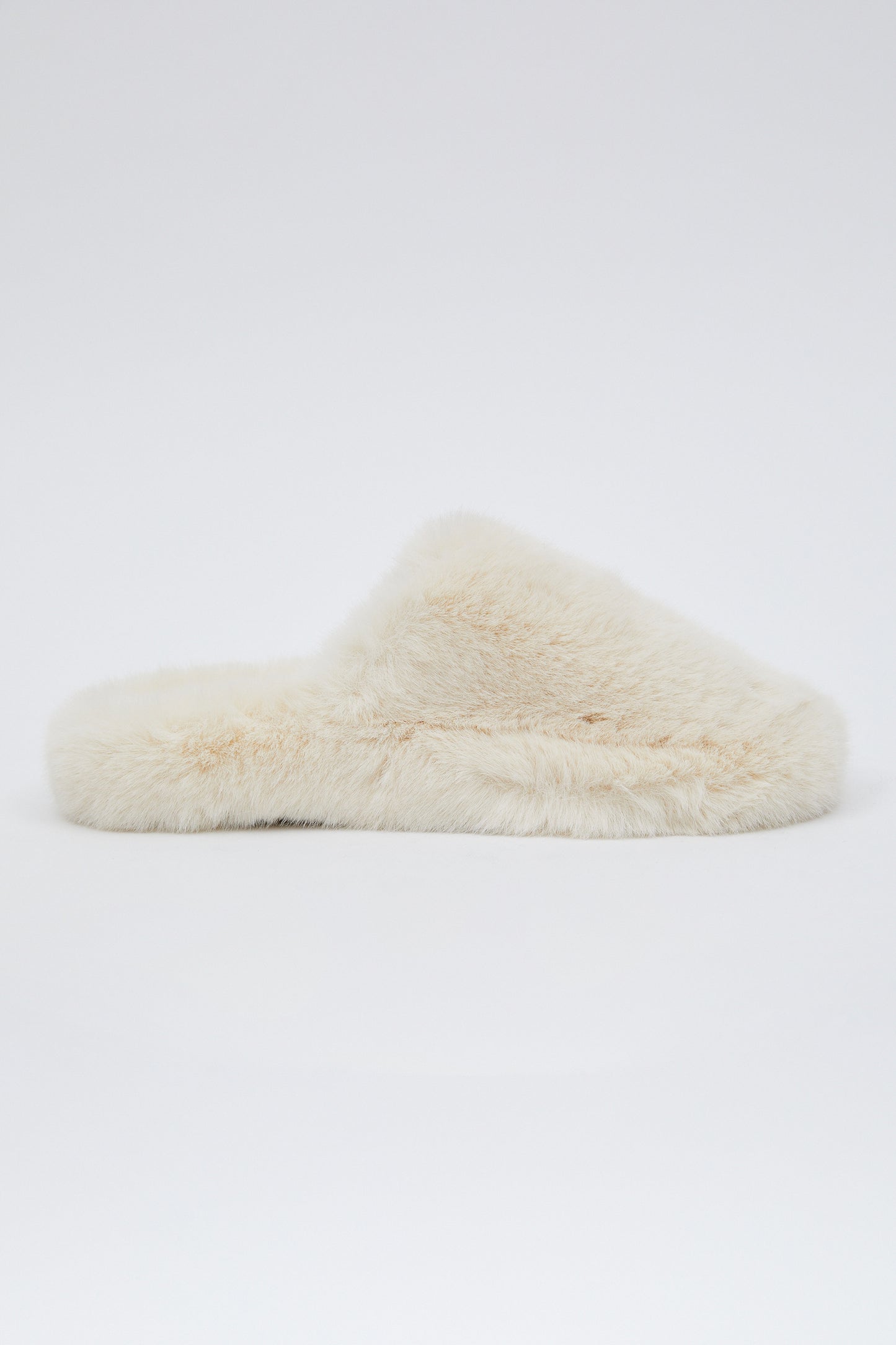 Faux Fur Slippers, Cream Ivory