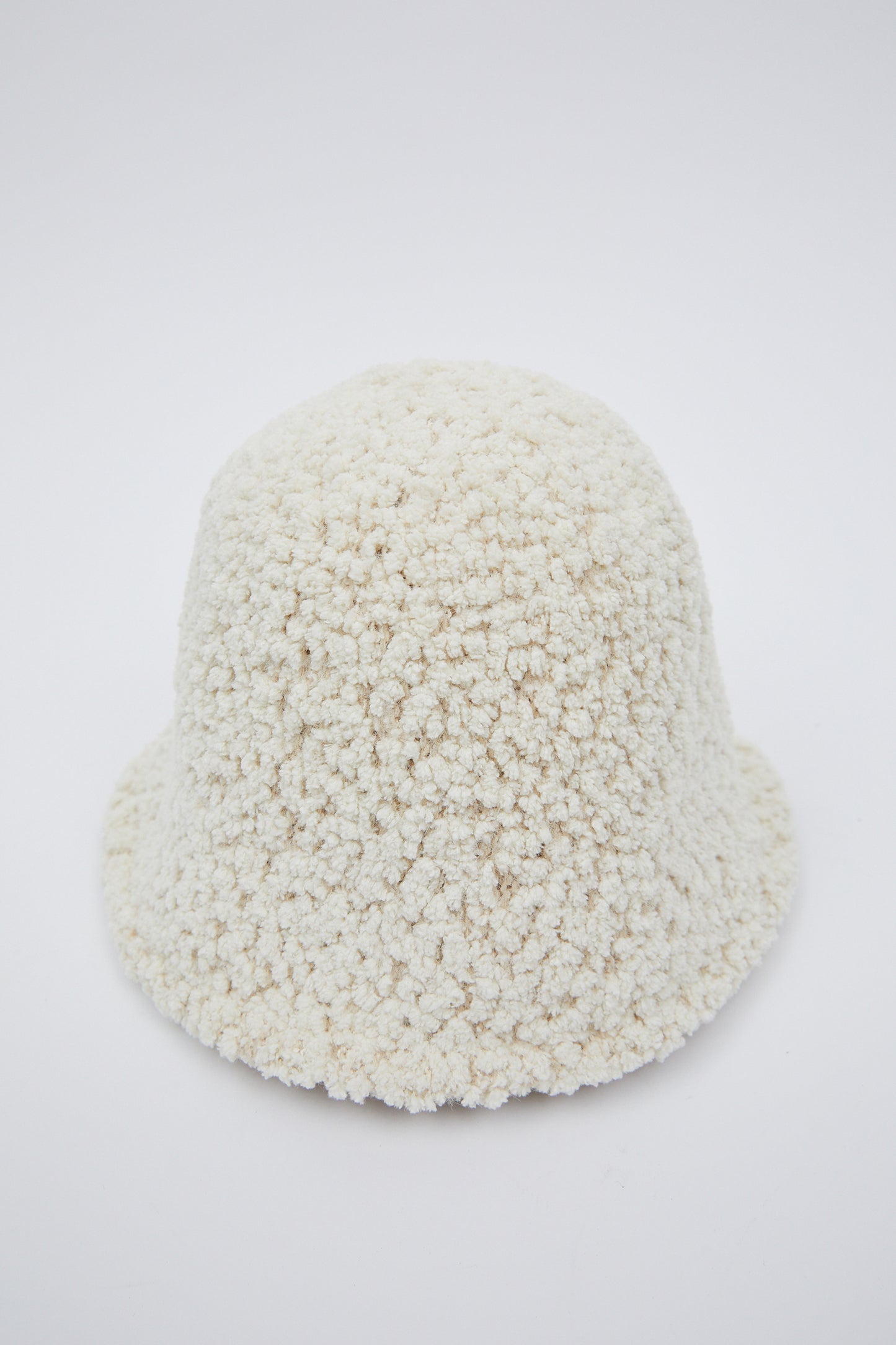 Teddy Shearling Bucket Hat, Cream