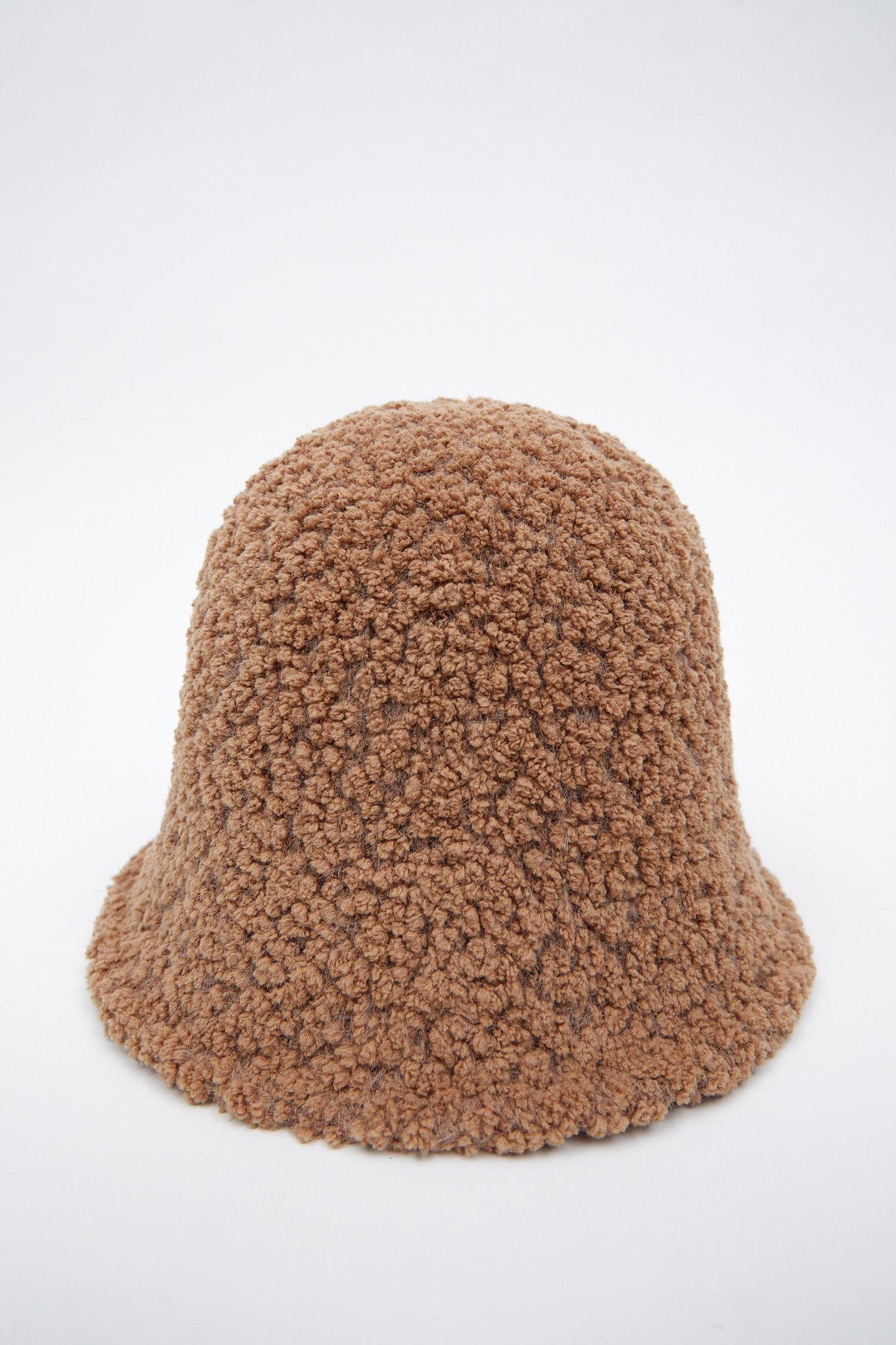 Teddy Shearling Bucket Hat, Camel Brown