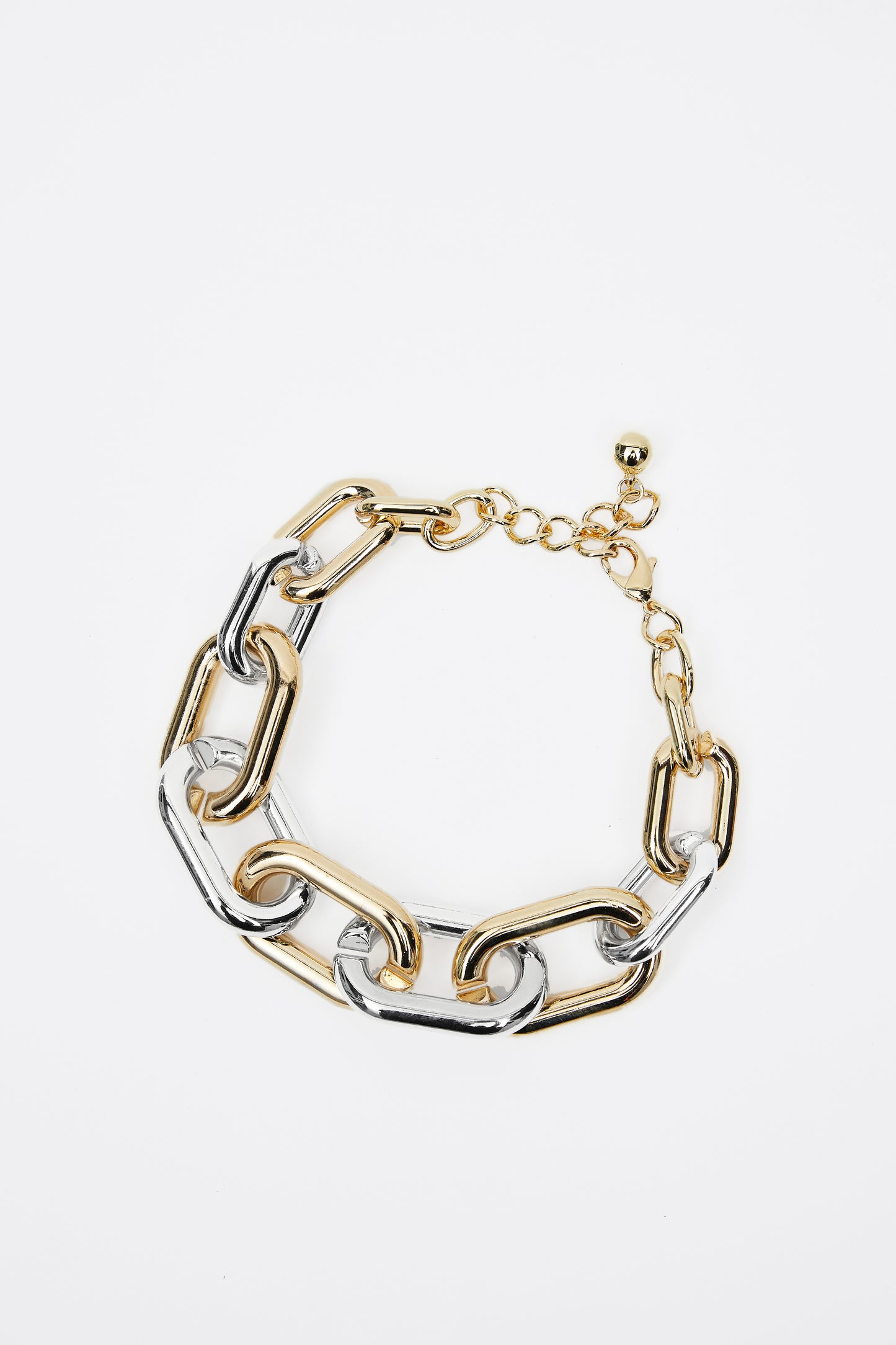 Two-Tone Full Linked Necklace, Gold & Sliver