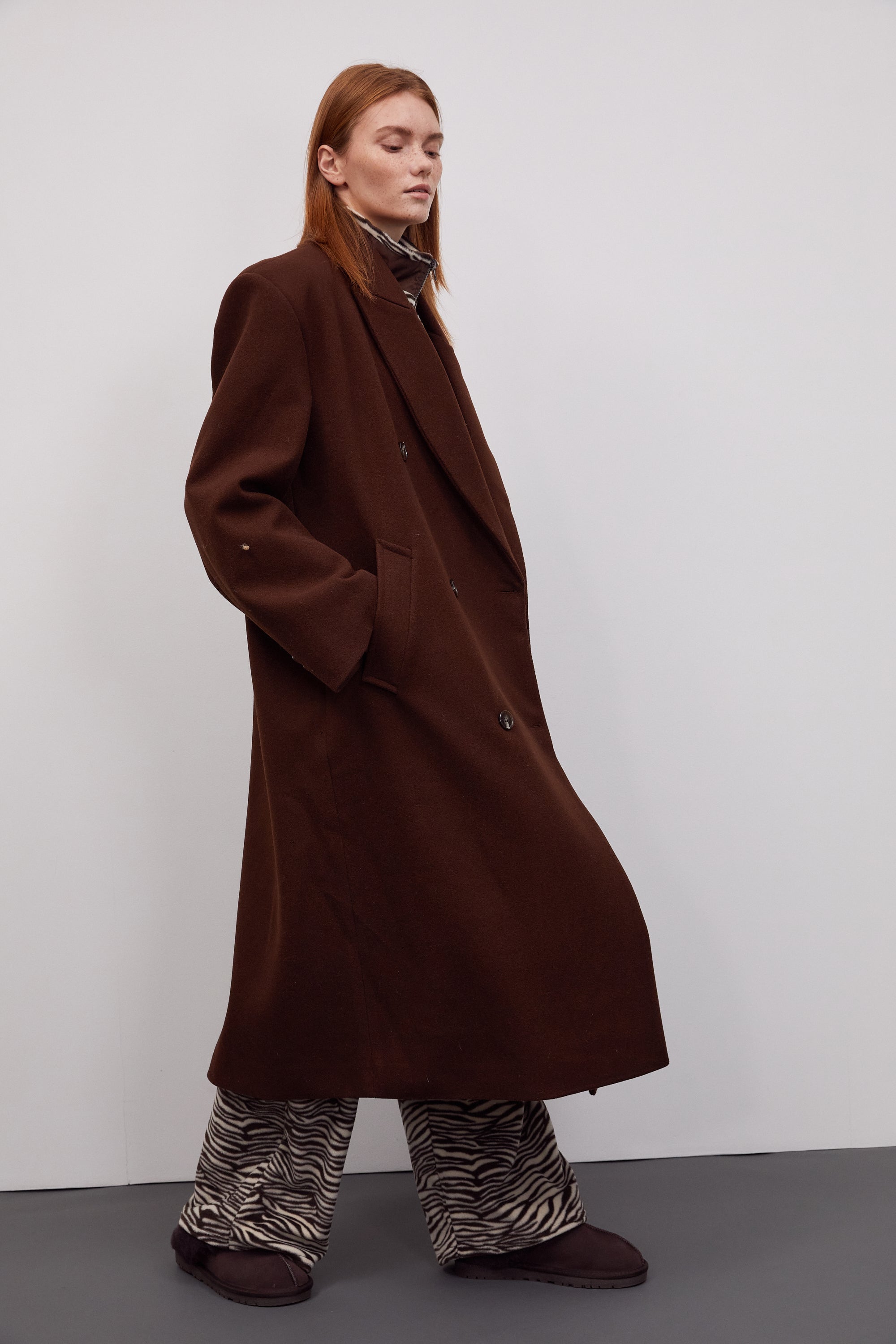 Oversized Grandpa Coat, Brown