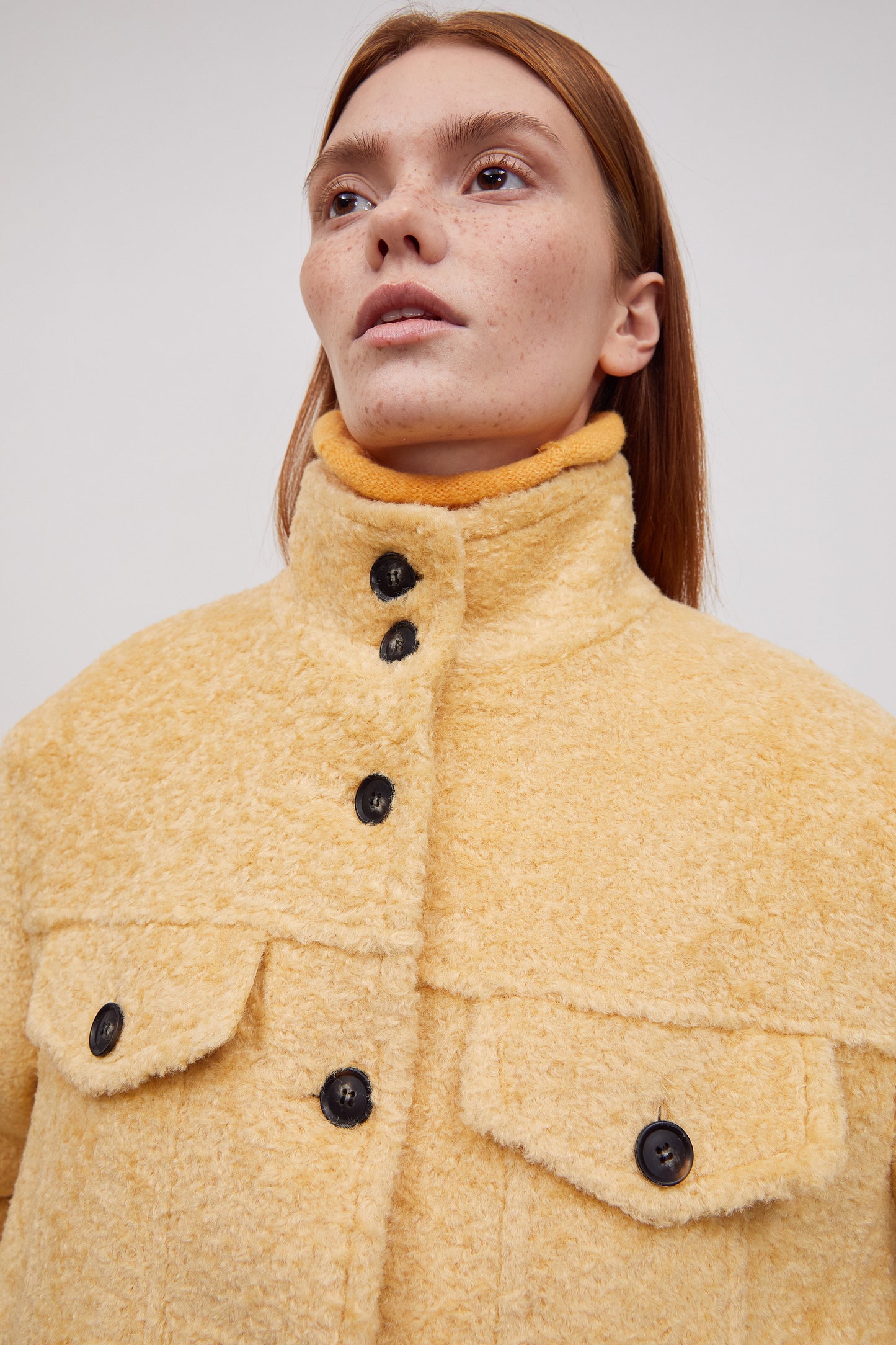 Textured Boucle Shearling Jacket, Butter