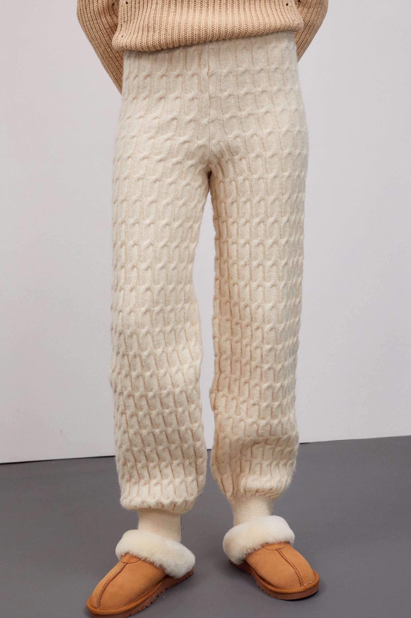 Cable Knit Joggers, Buttercream
