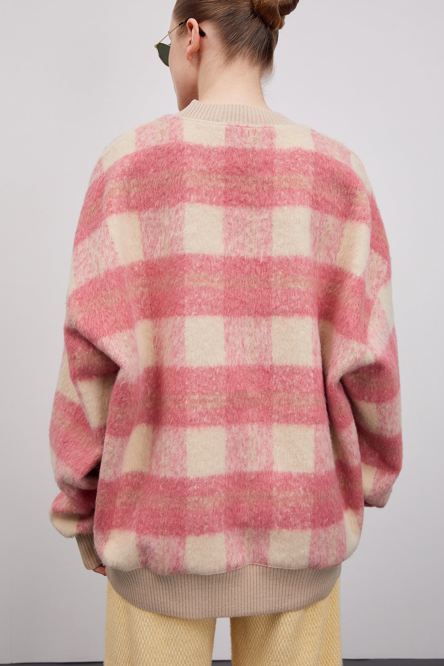Fuzzy Brushed Wool-Blend Sweatshirt, Pink