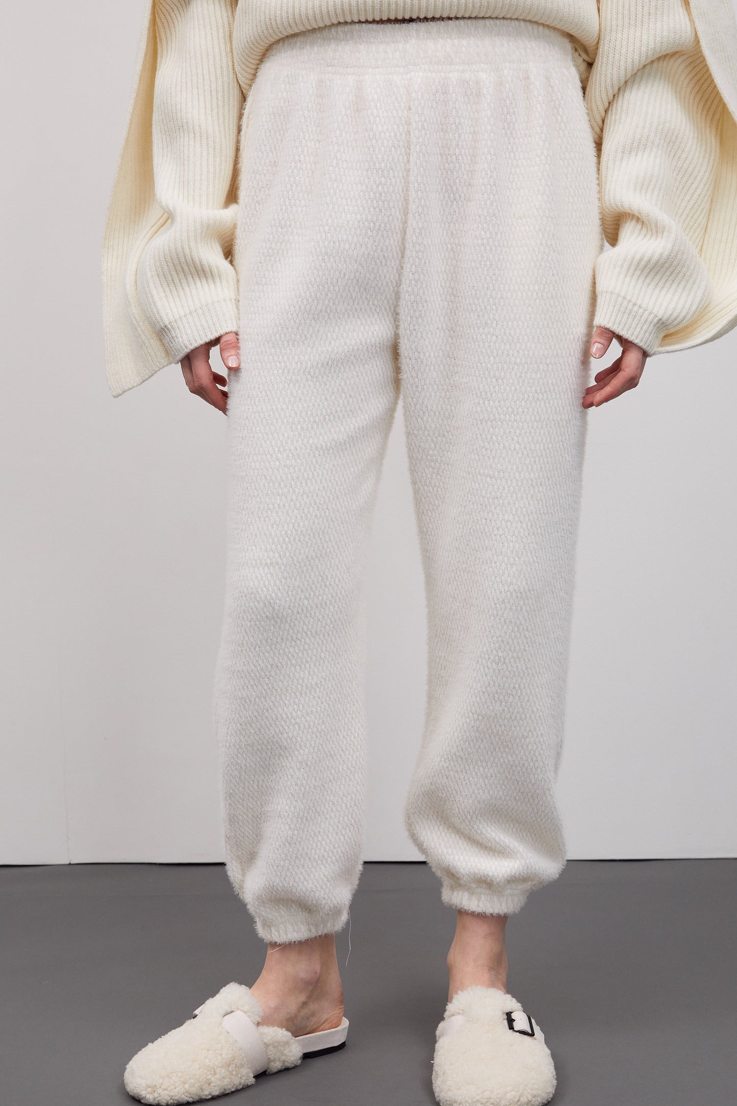 Soft Brushed Knit Joggers, Winter White