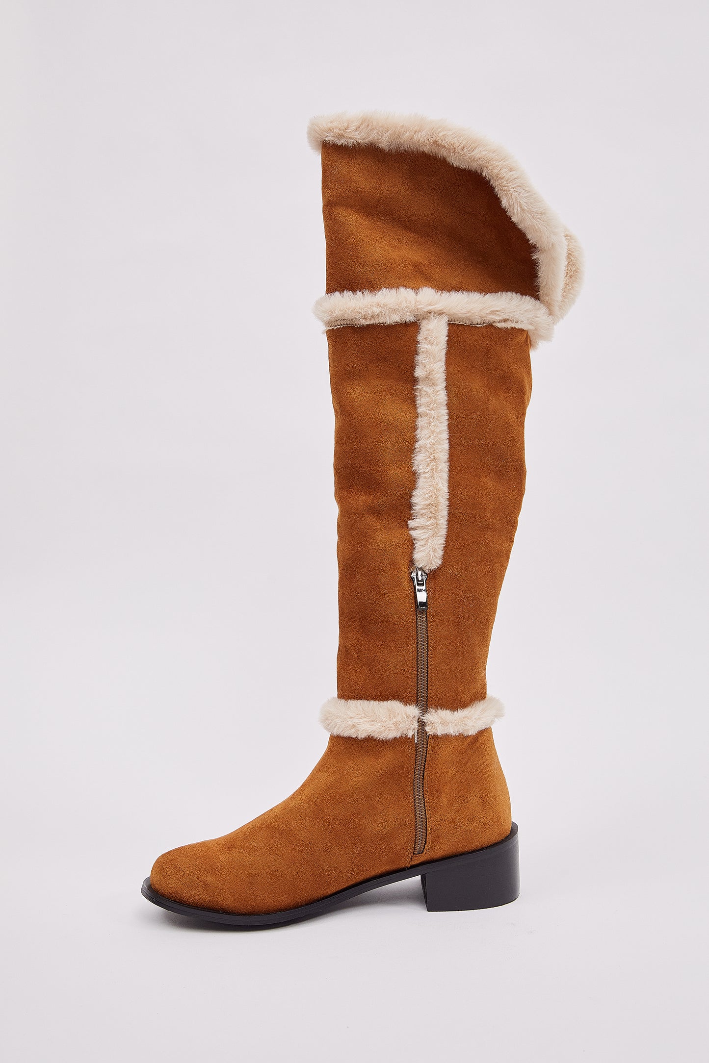 Shearling Knee Boots, Brown