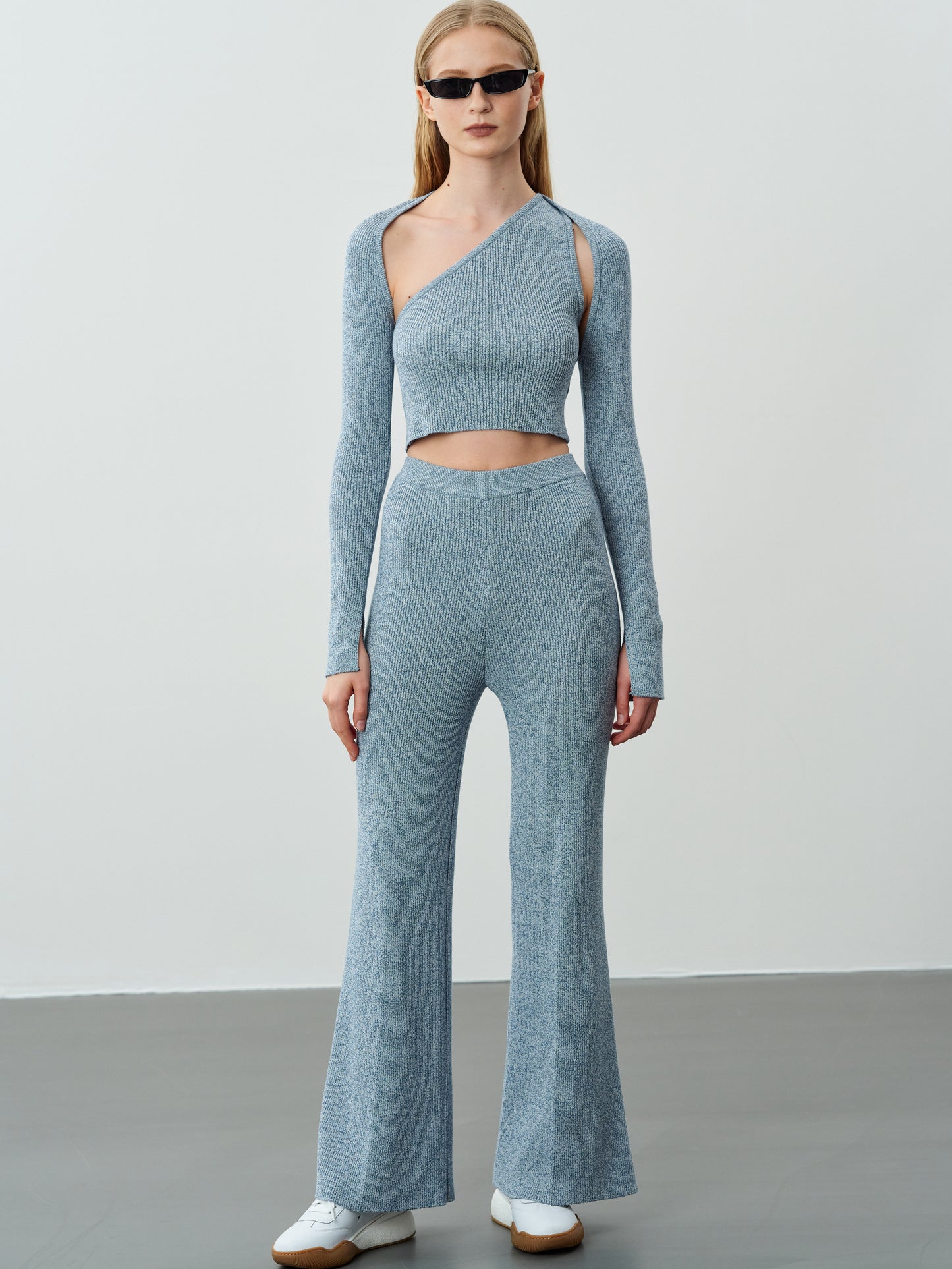Flare Knitted Pants, Dusty Blue