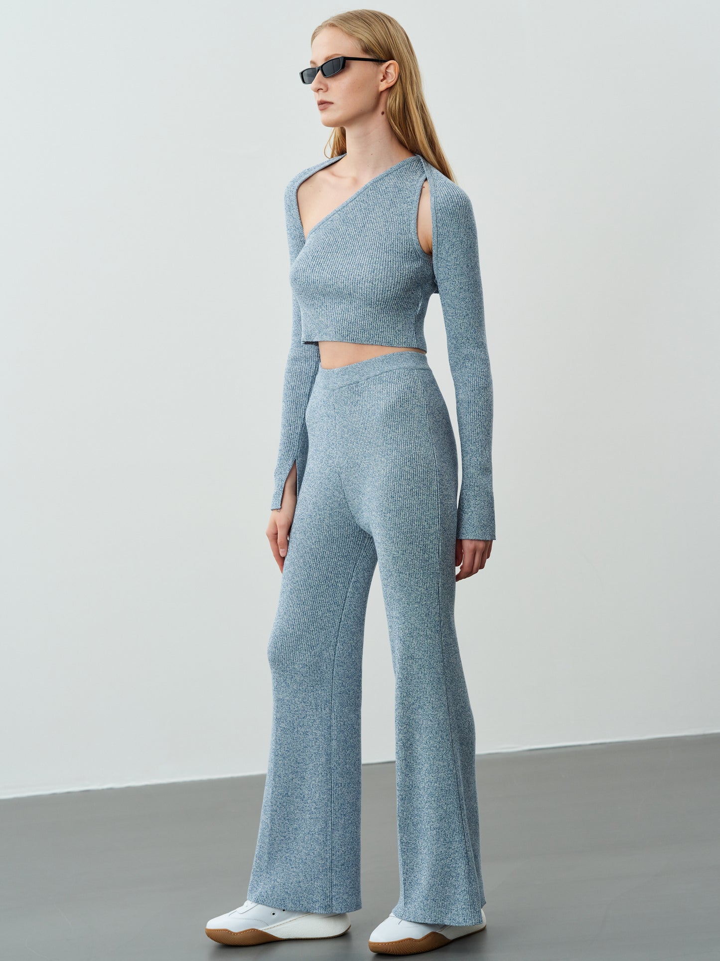 Flare Knitted Pants, Dusty Blue