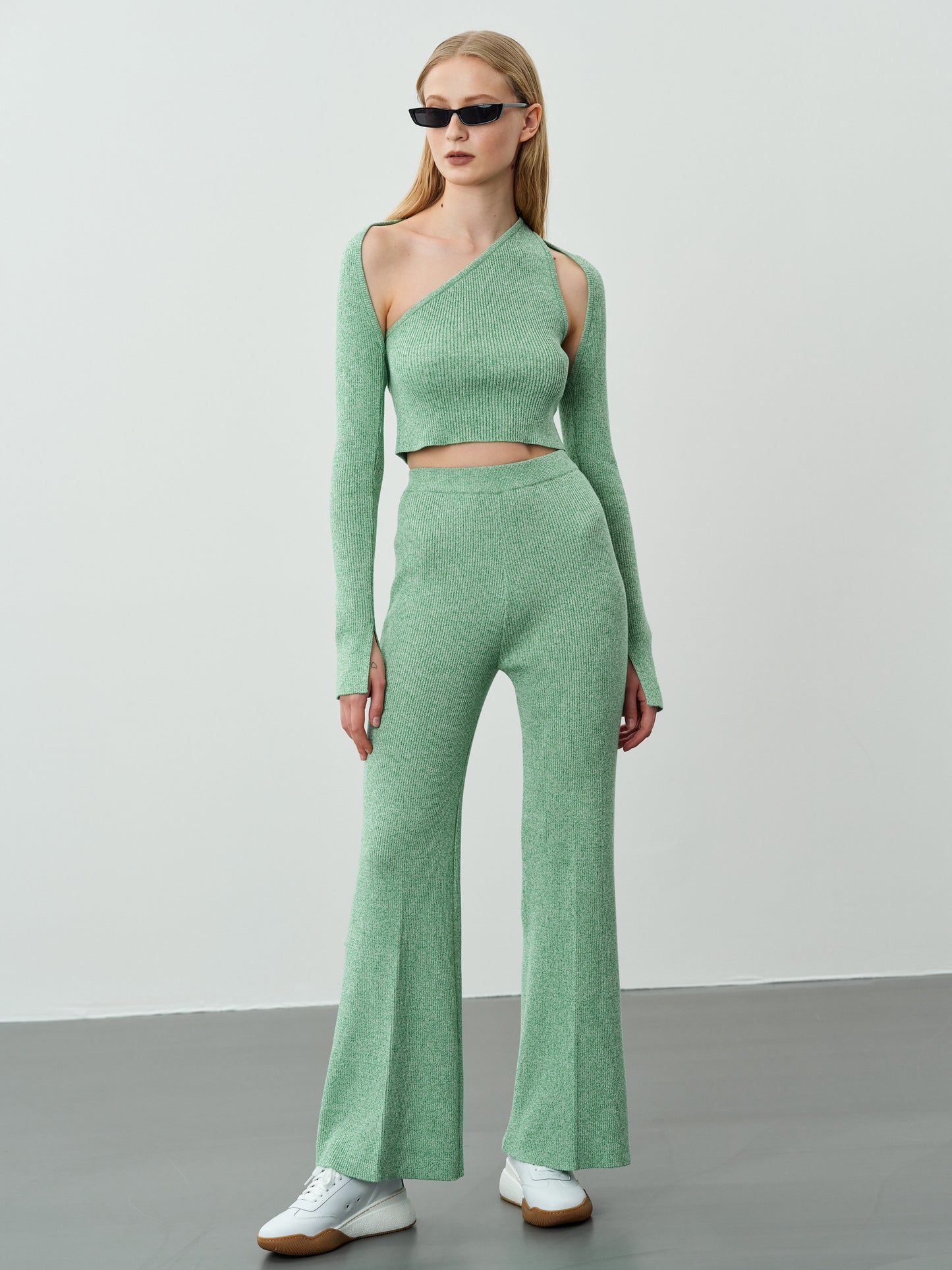 Flare Knitted Pants, Pistachio