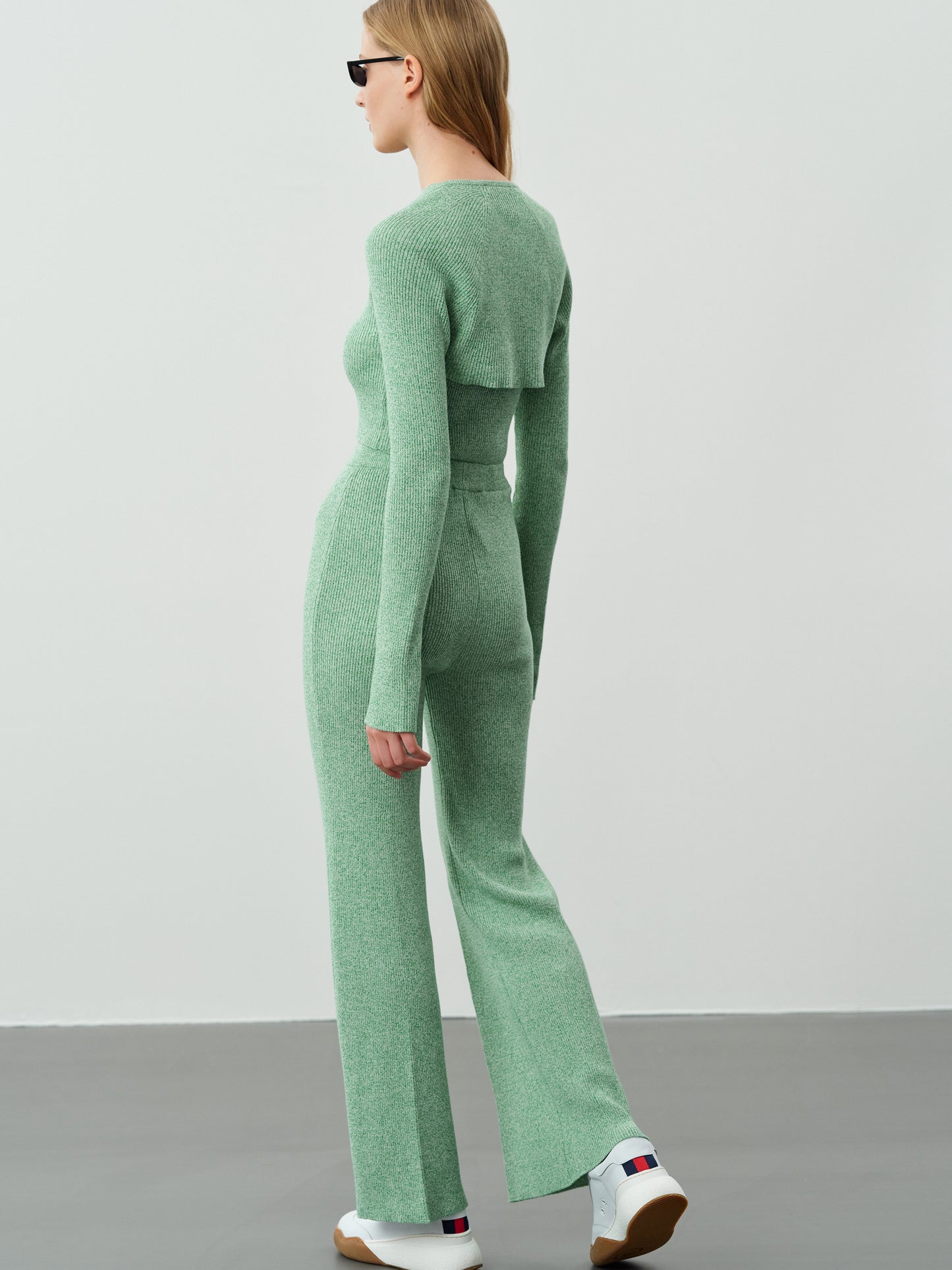 Flare Knitted Pants, Pistachio