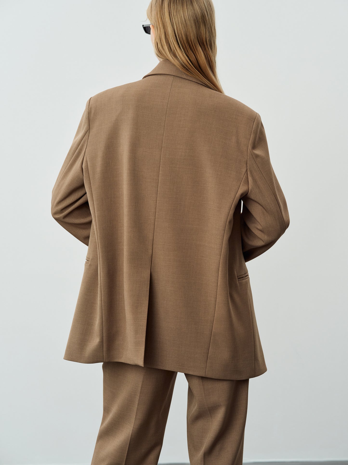 Double Breasted Suit Blazer, Taupe Melange