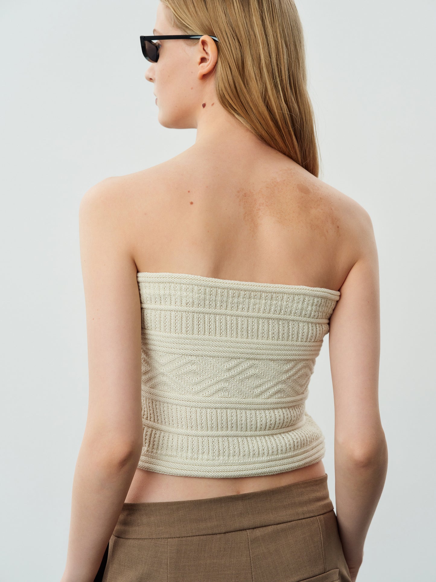 Blanket Knit Tube Top, Ivory