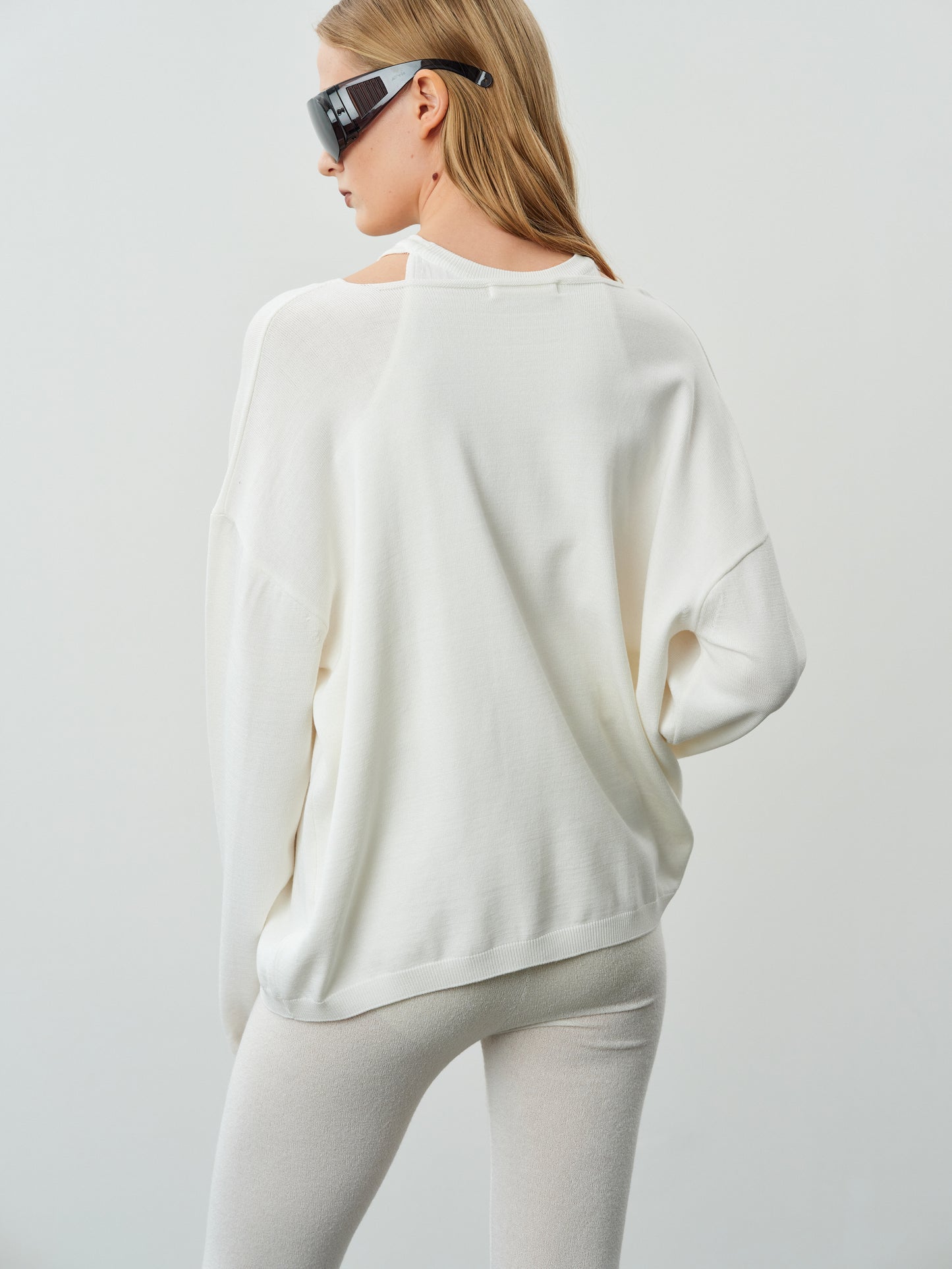 2 Piece Fine Knit Tank + Sweater Set, Pure White