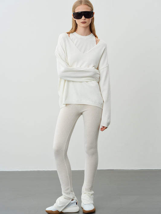 2 Piece Fine Knit Tank + Sweater Set, Pure White