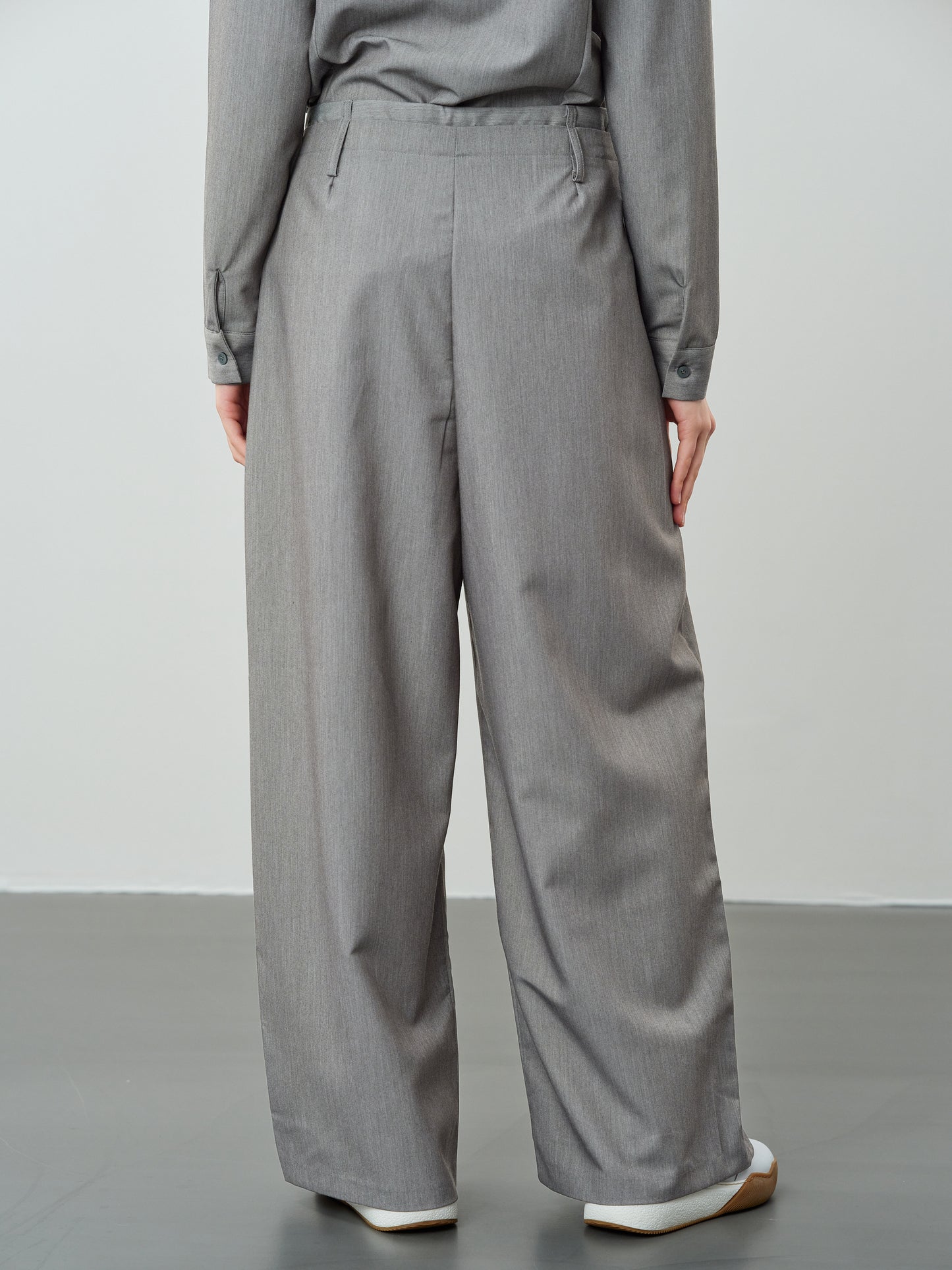 Double Waisted Suit Trousers, Grey Melange