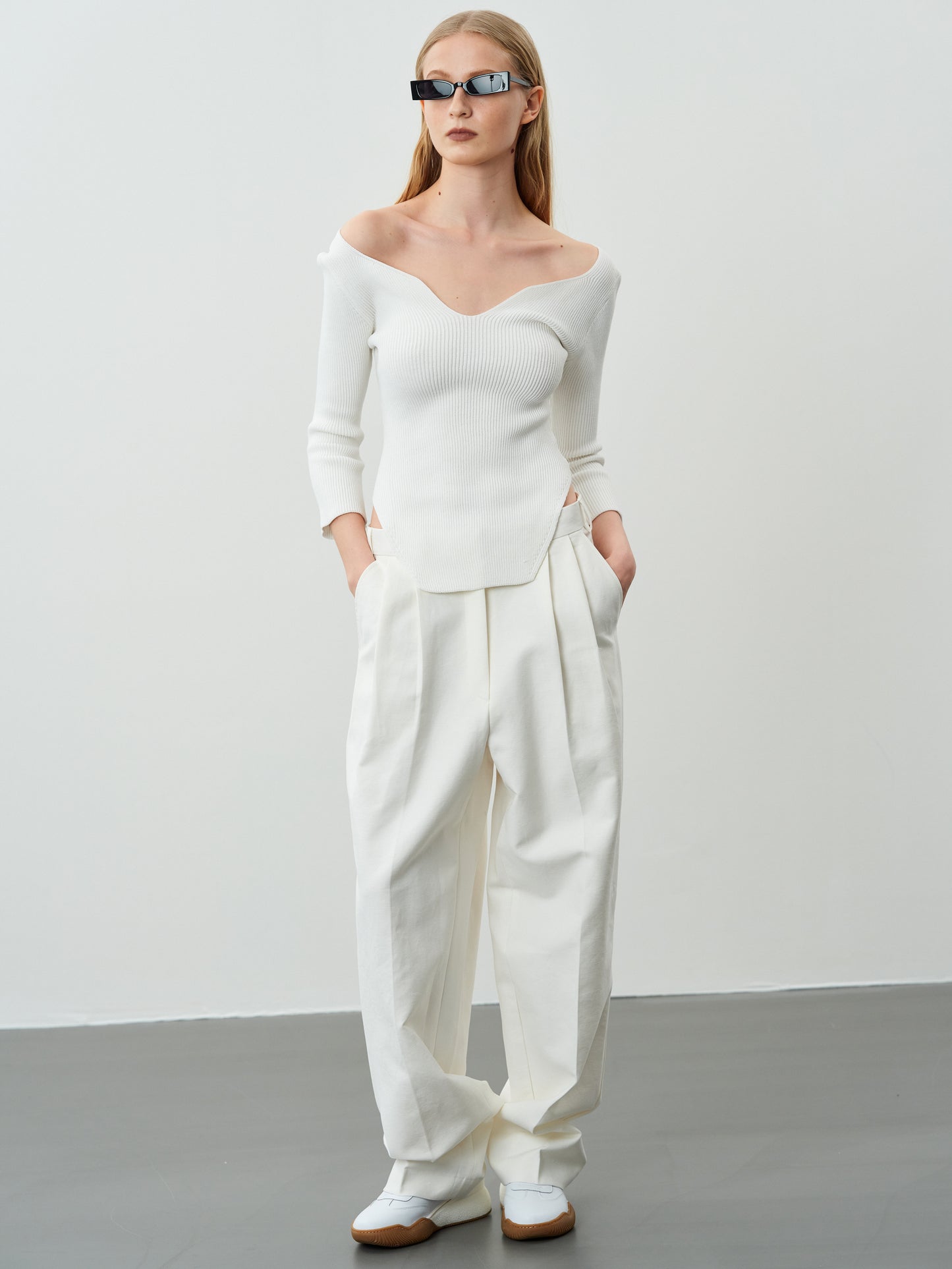Boyfriend Tapered Trousers, Ivory