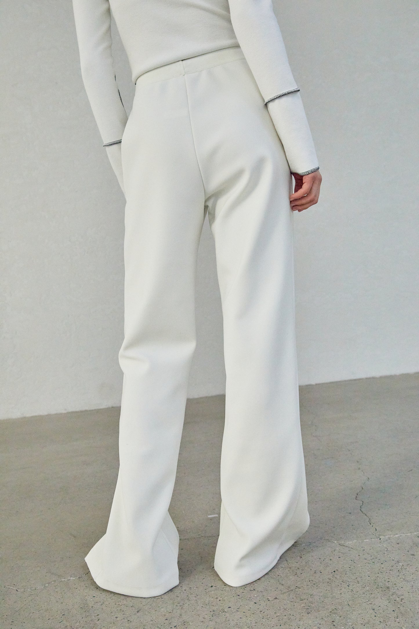 Front Slit Maxi Length Trousers, White