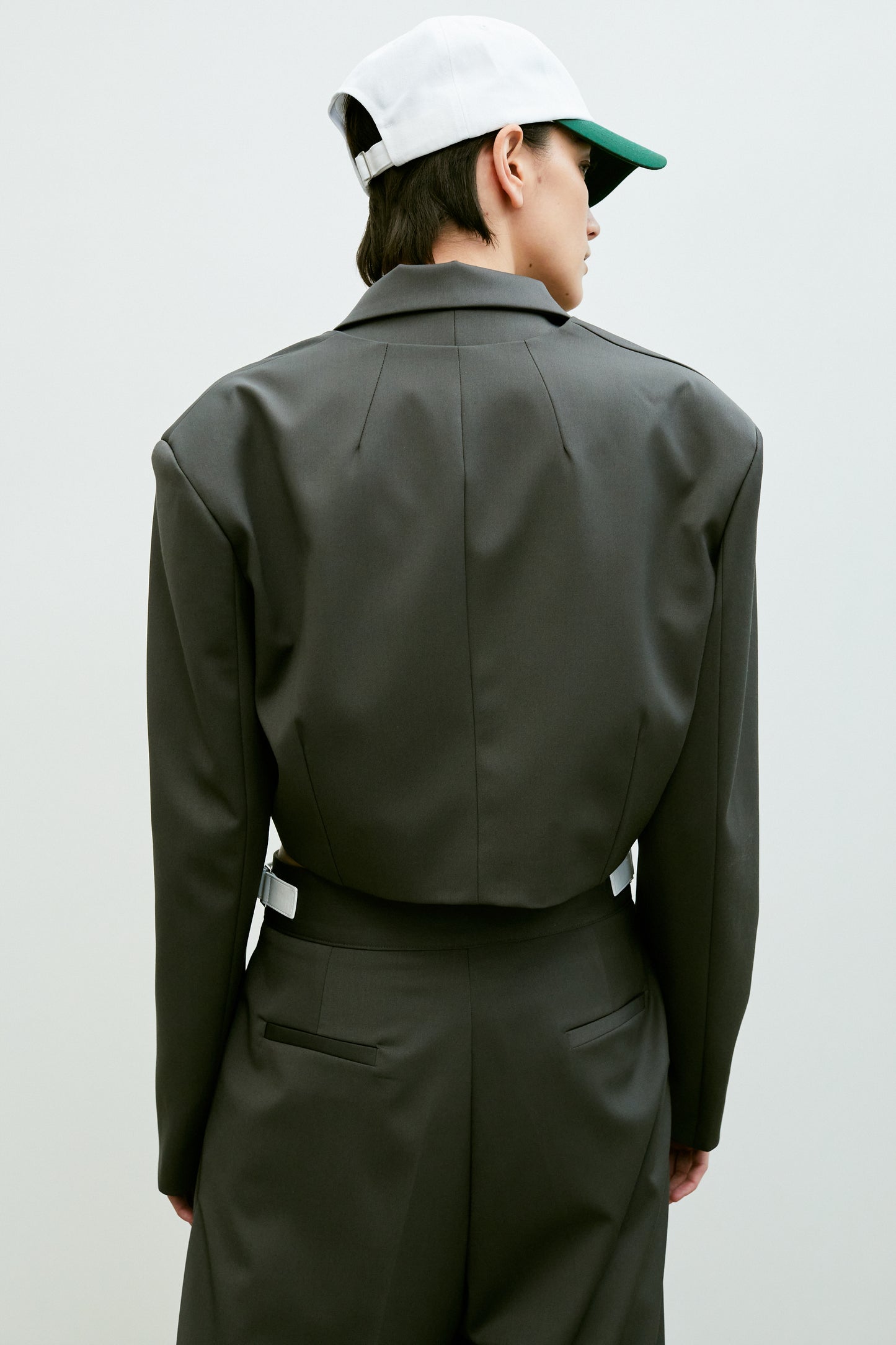 2 Layer Combo Blazer Vest And Bolero Jacket, Dark Khaki