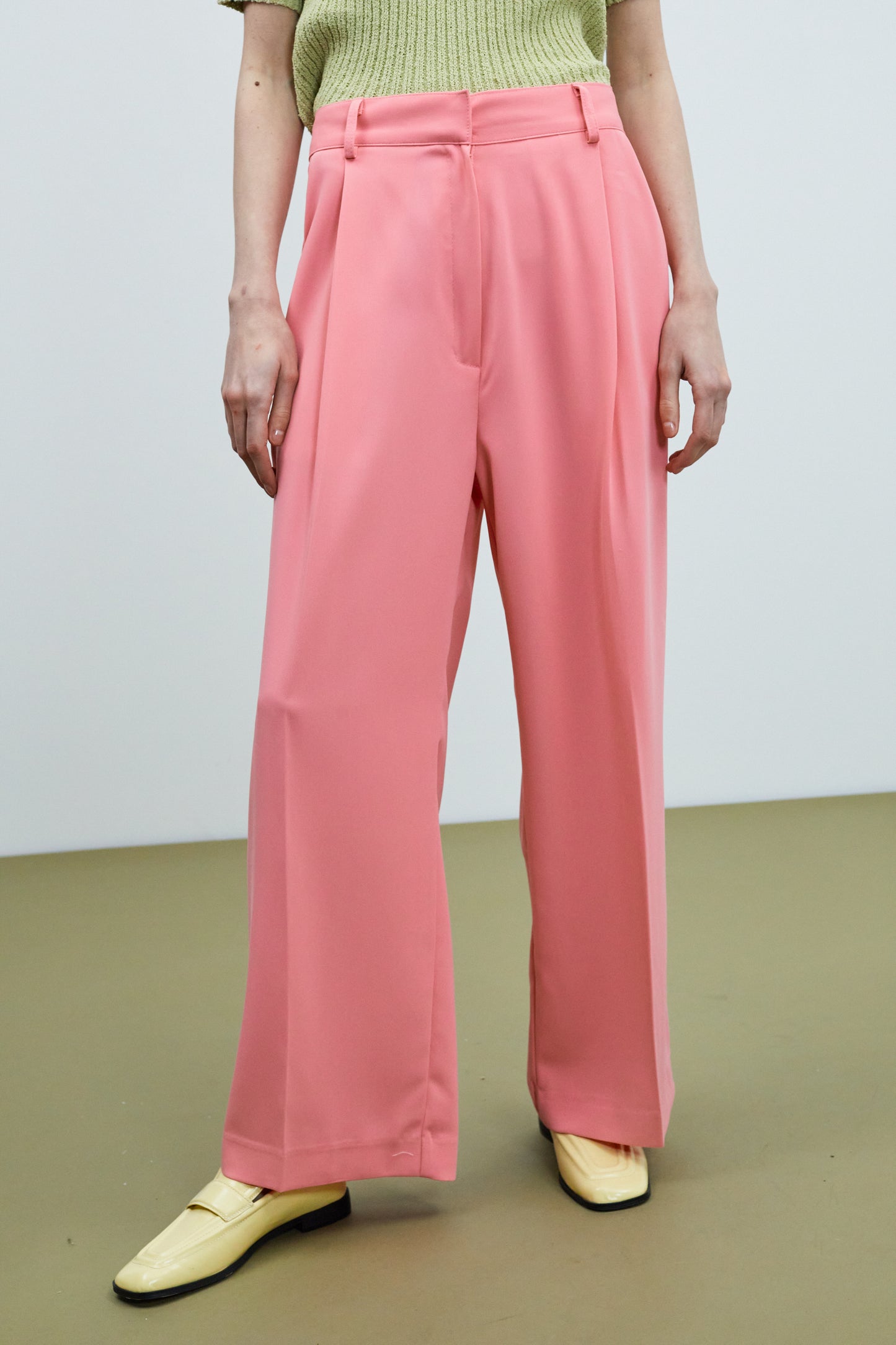 Stretch Waist Loose Fit Trousers, Pink