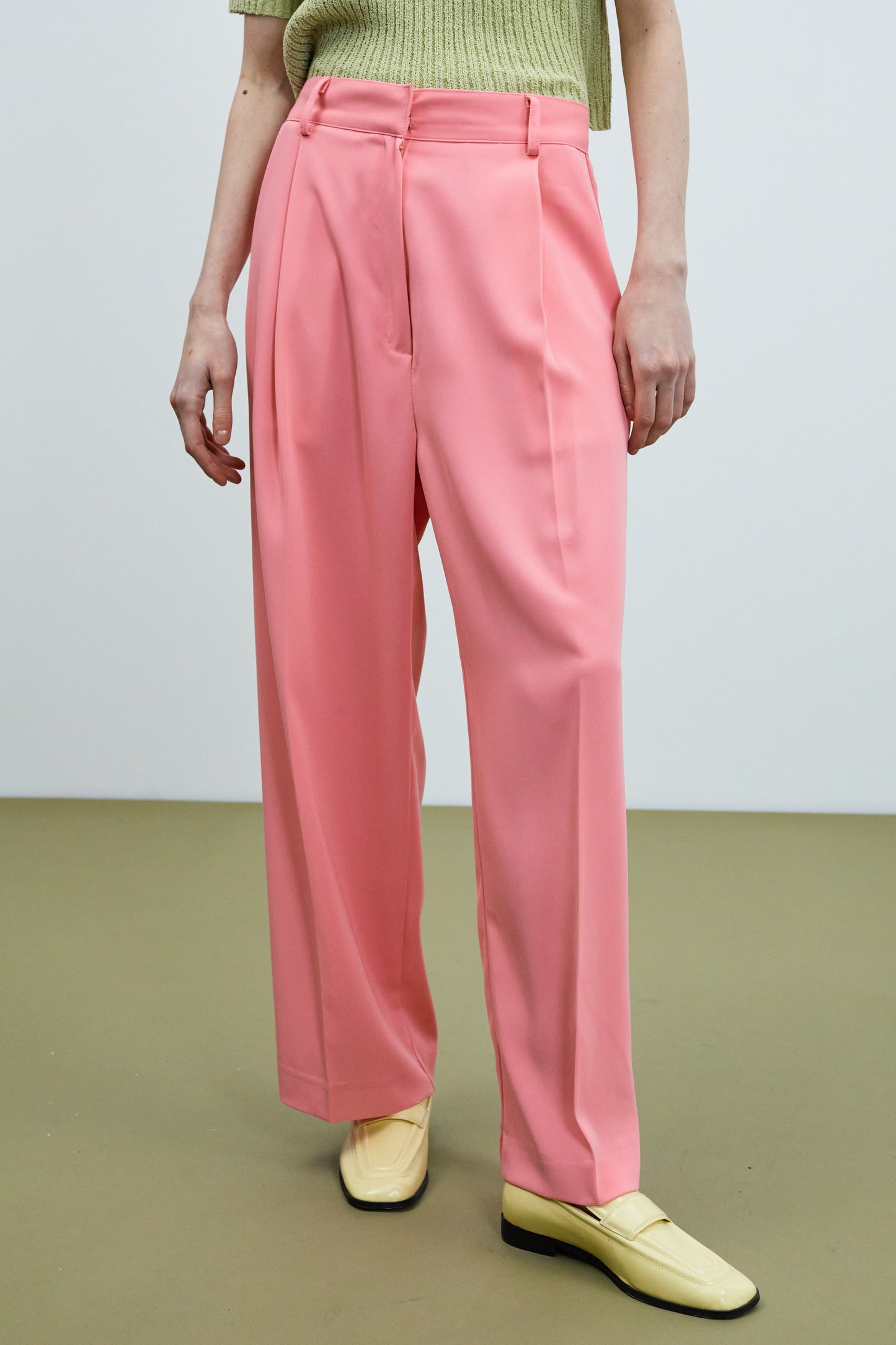 Stretch Waist Loose Fit Trousers, Pink