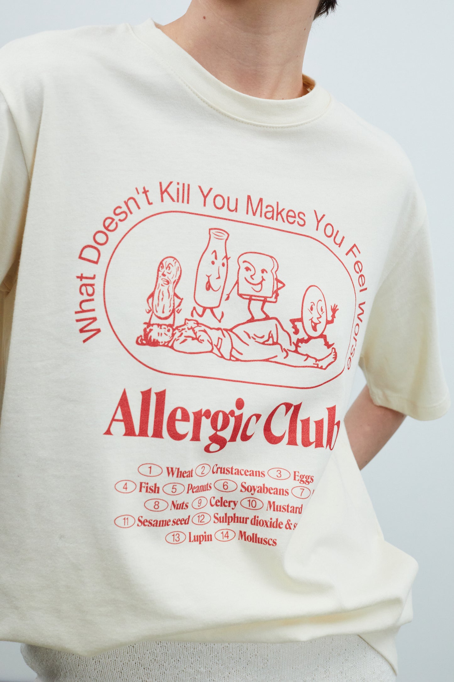 'Allergic Club' Graphic Tee, Eggnog