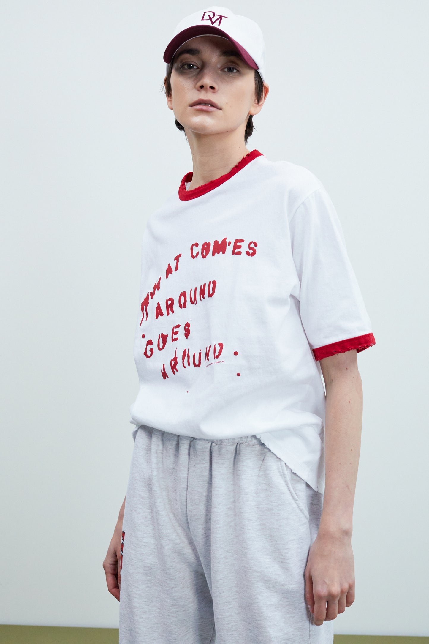 Vintage Contrast T-shirt, Tomato Red