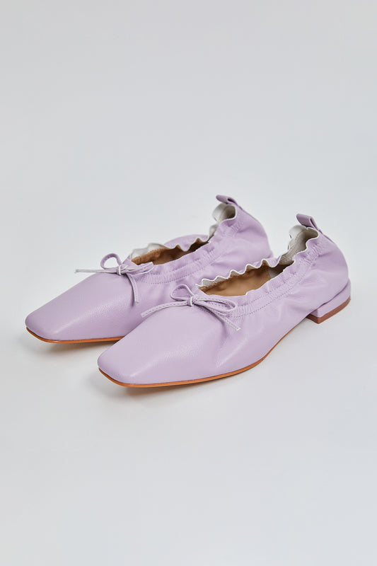 Ruched Vegan Leather Ballet Flats, Rose Pink