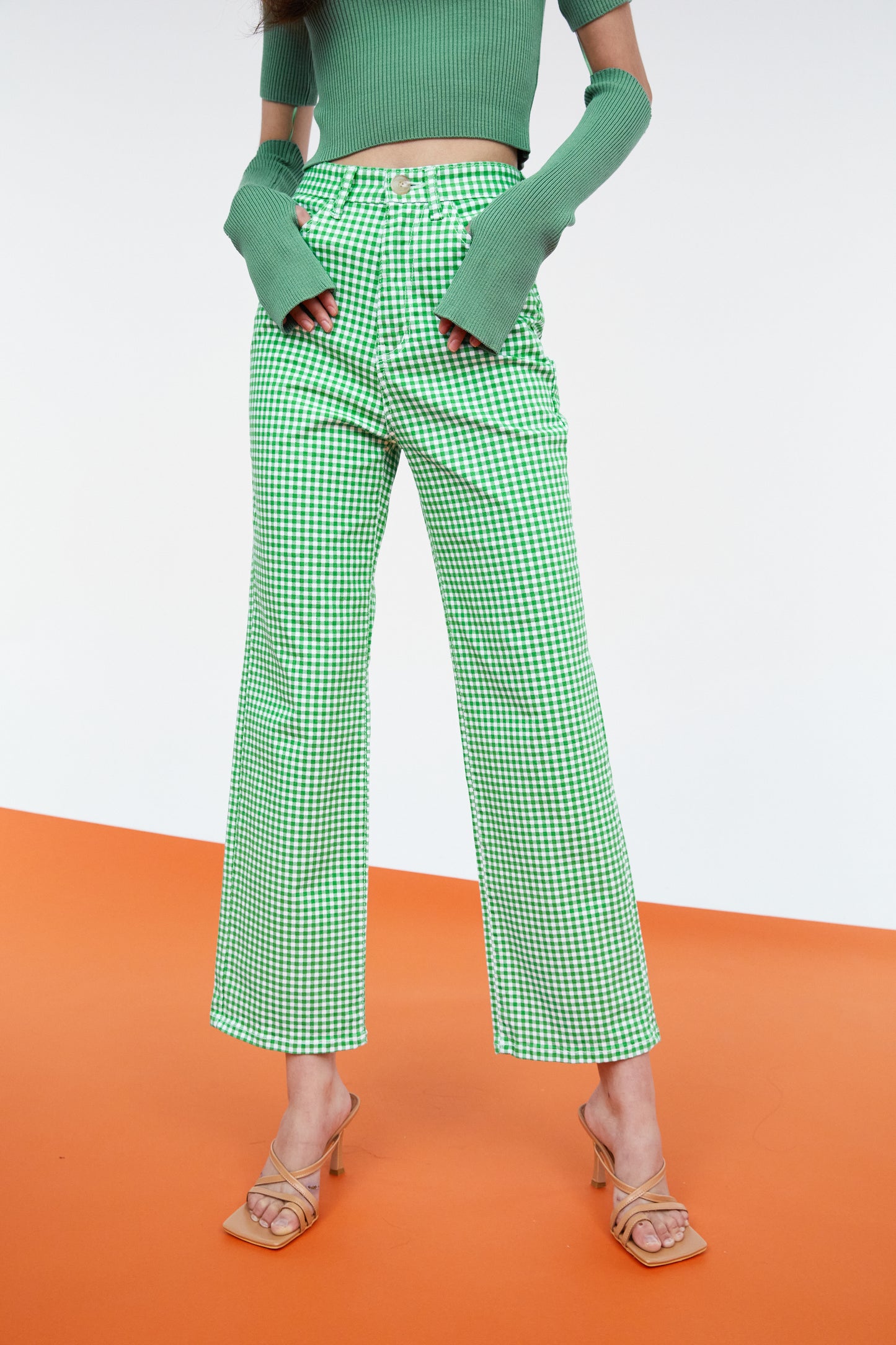 Gingham Flare Pants, Clover
