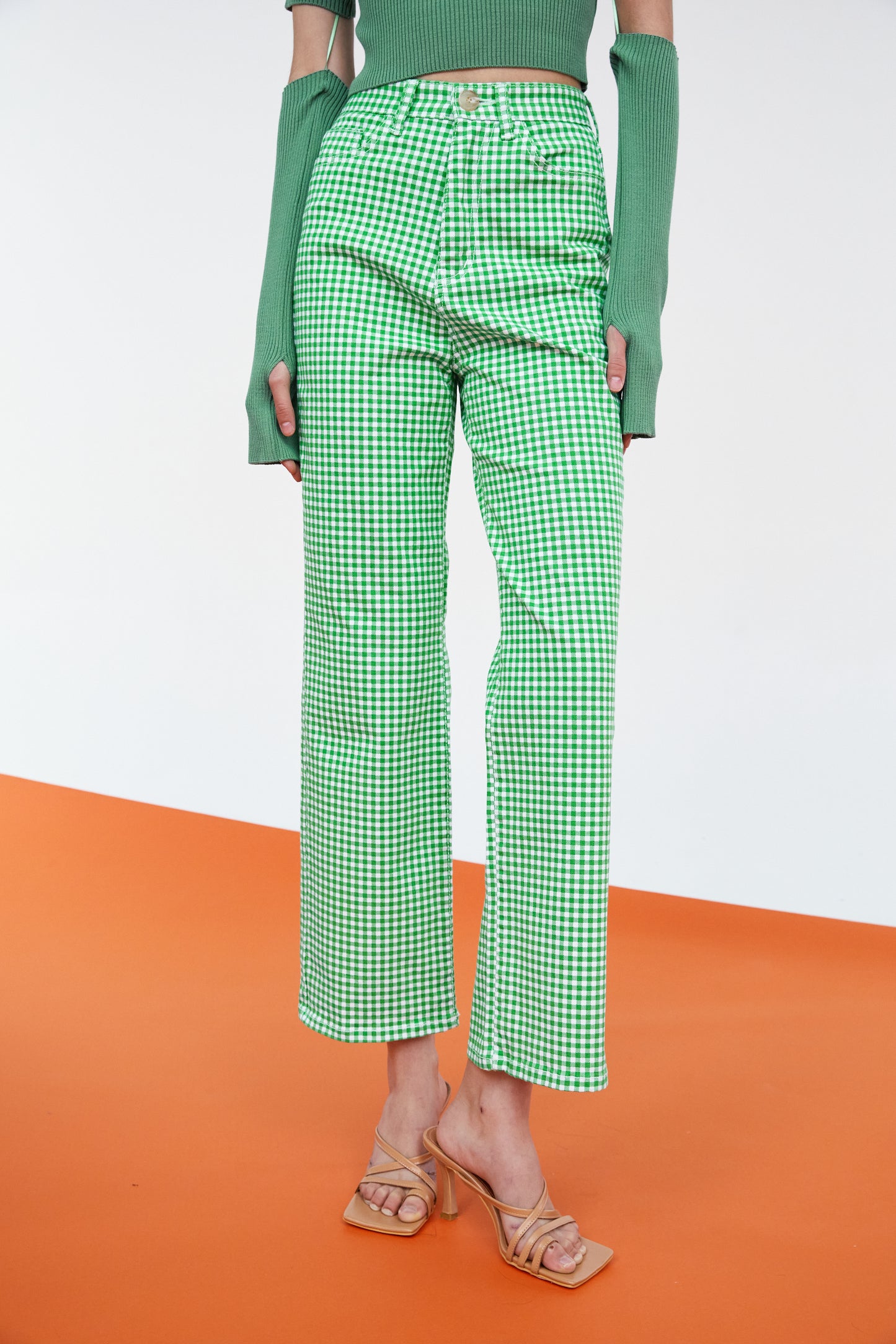 Gingham Flare Pants, Clover