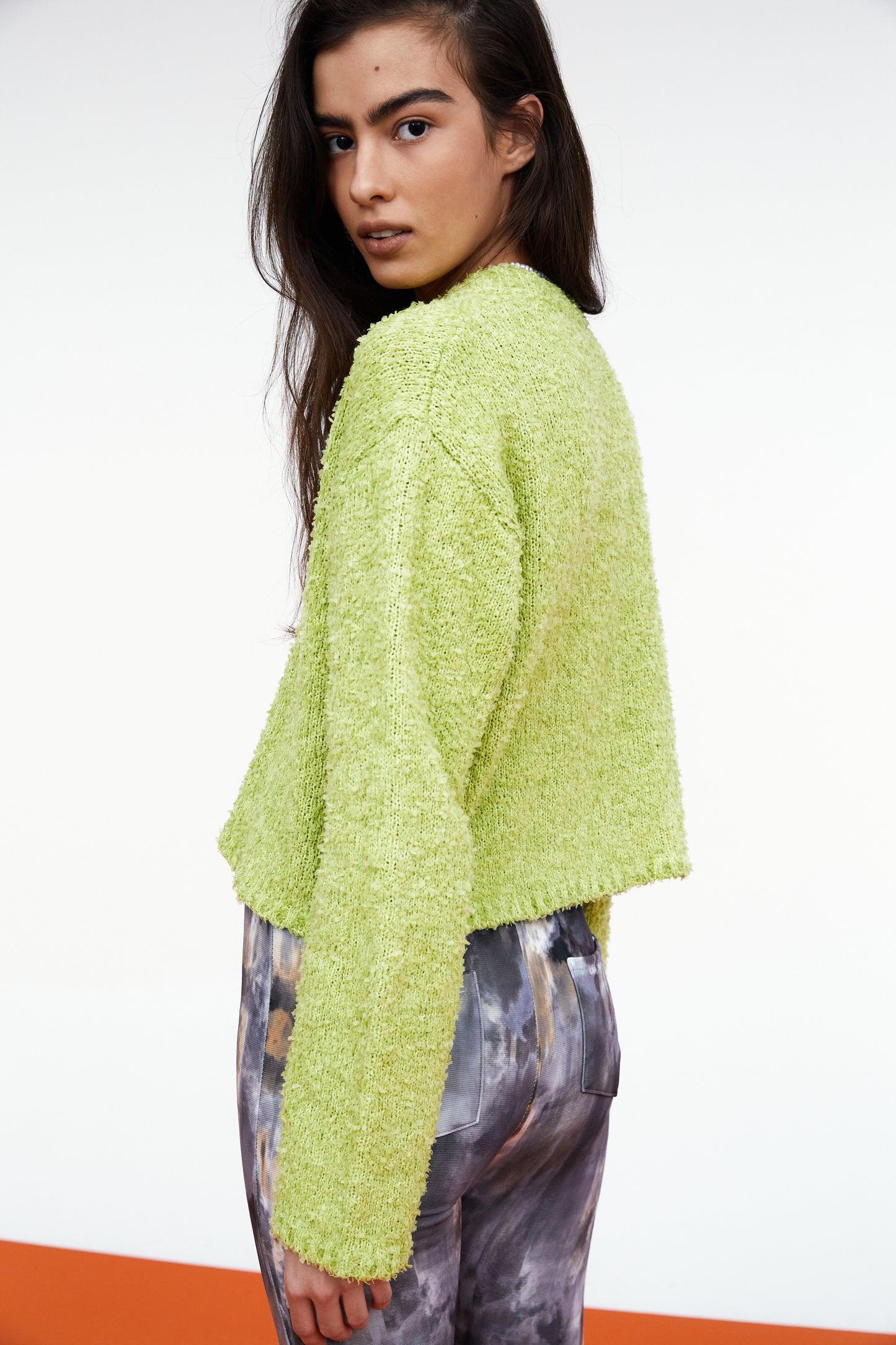 Textured Cardigan, Chartreuse