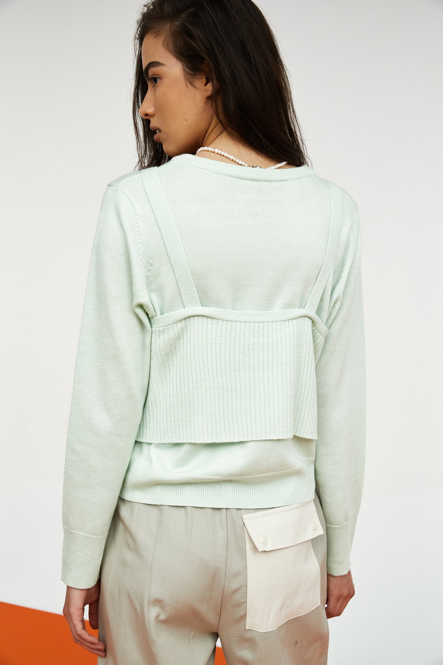 Soft Touch Fine Knit Cardigan & Ribbed Tank Set, Baby Mint