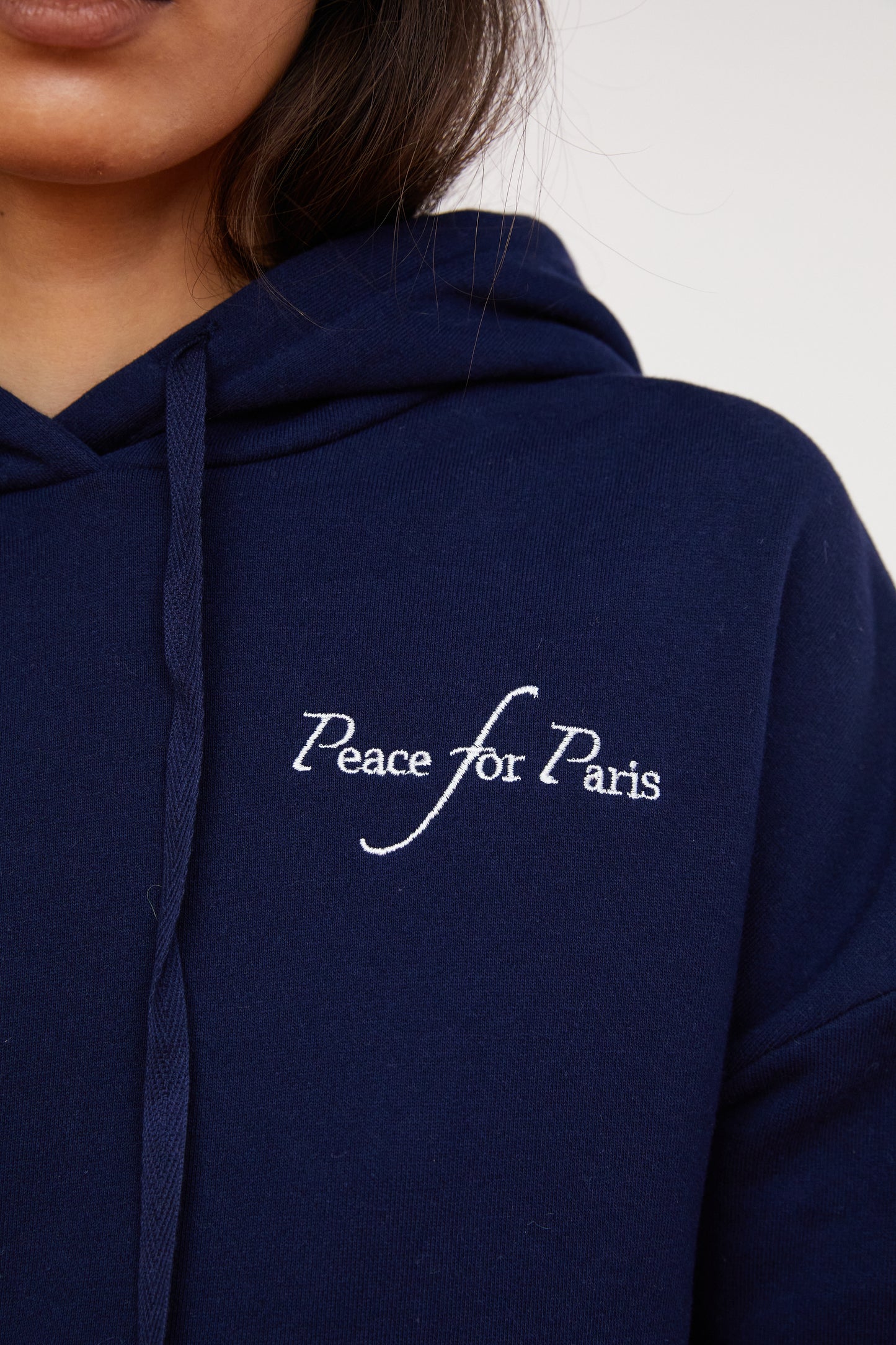 'Peace For Paris' Hooded Sweatshirt, Deep Navy