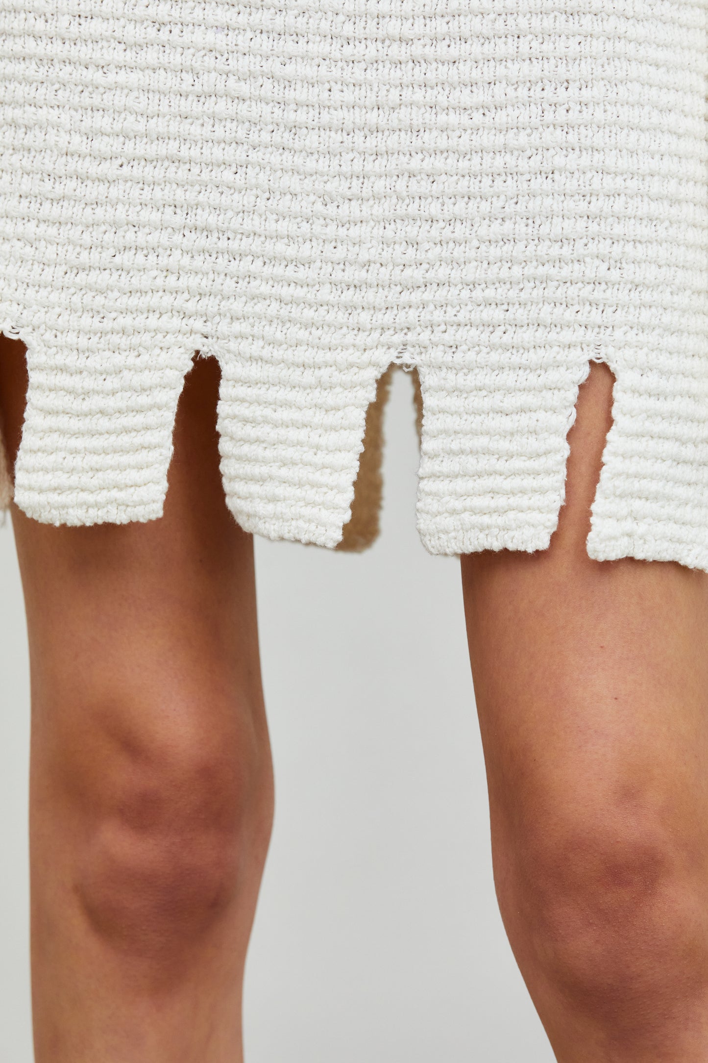 Cutout Ribbed Knit Mini Skirt, Porcelain