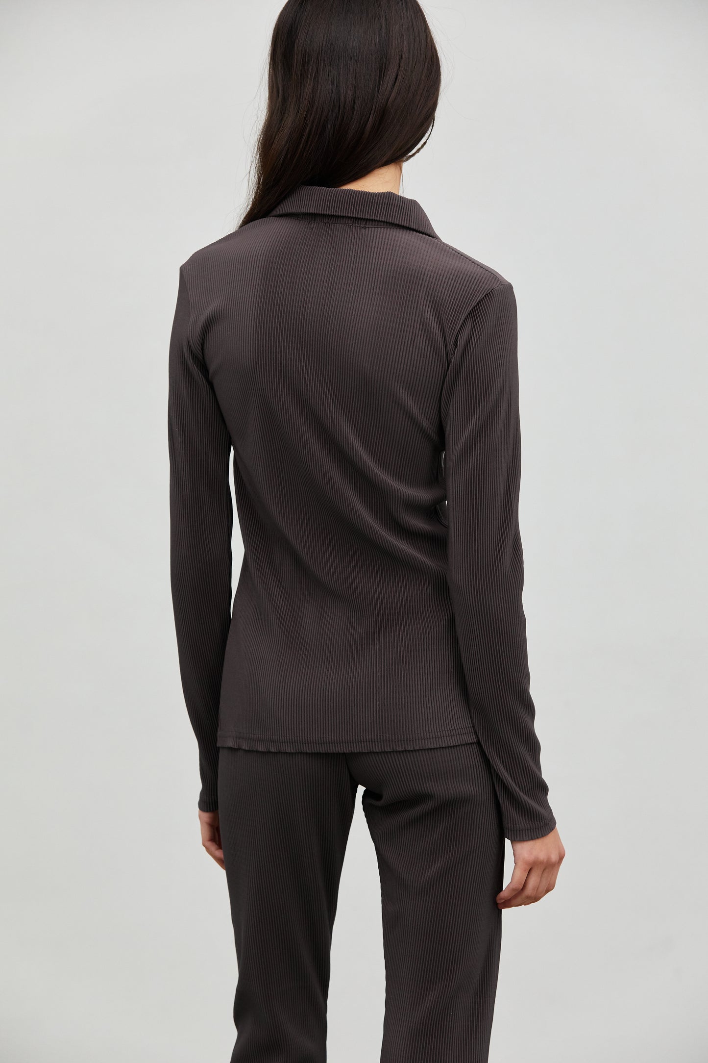 Half Button Ribbed Top, Chocolate Plum – SourceUnknown