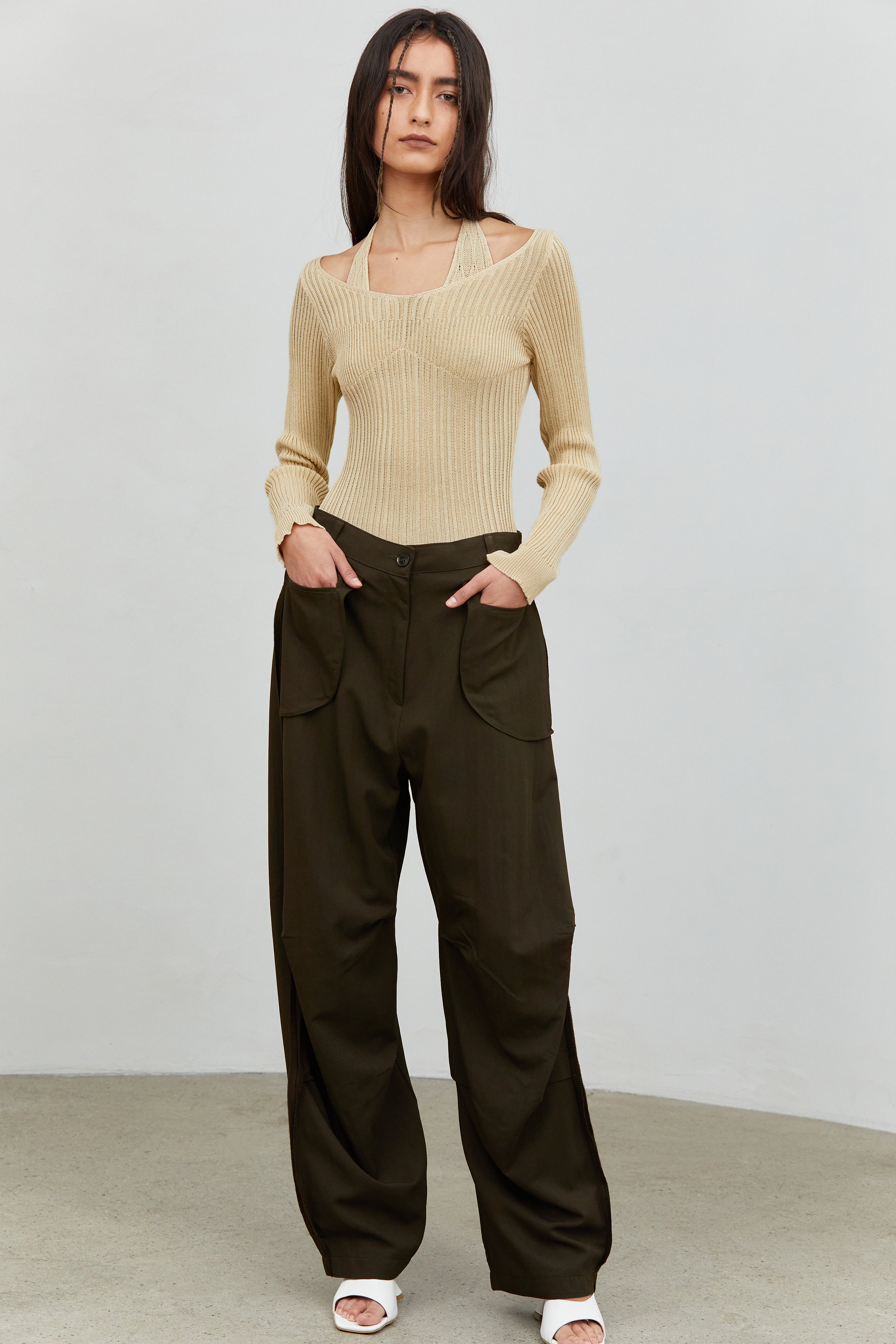 Inside Out Draped Cargo Pants, Walnut – SourceUnknown