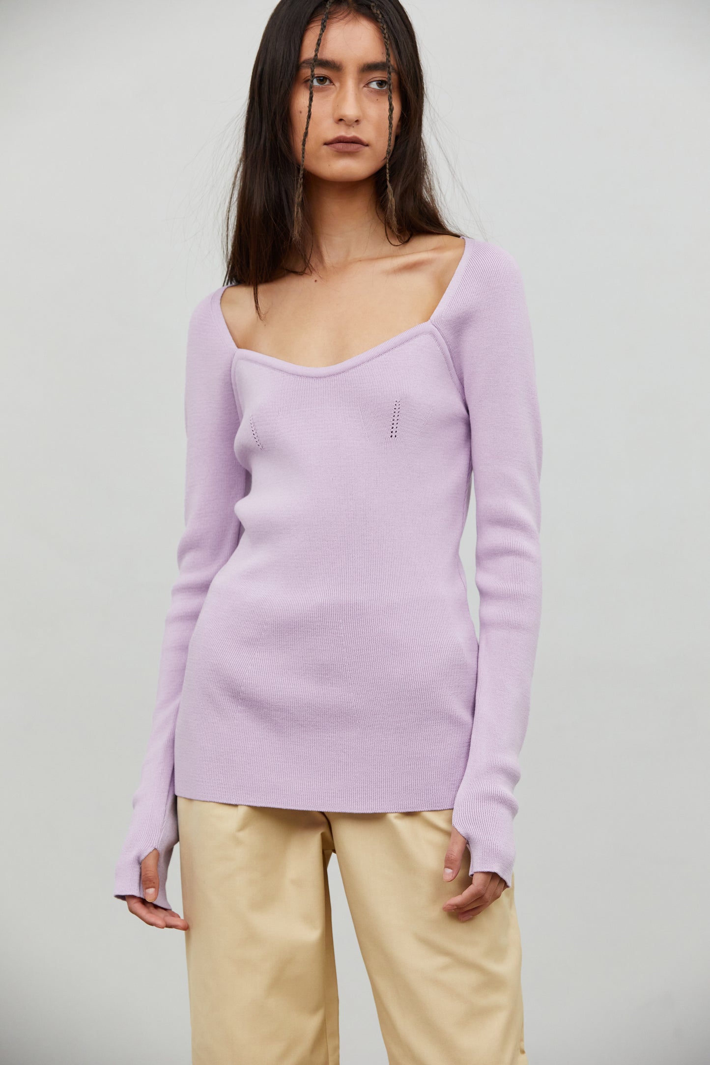 Relaxed Knit Bustier Top, Lavender