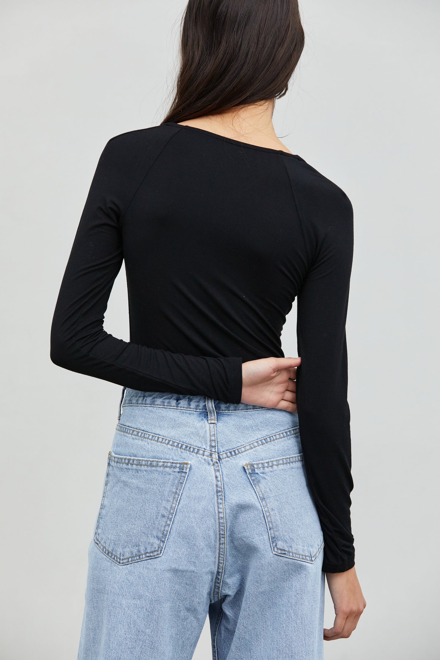 Cut Out Jersey Tee, Jade Black