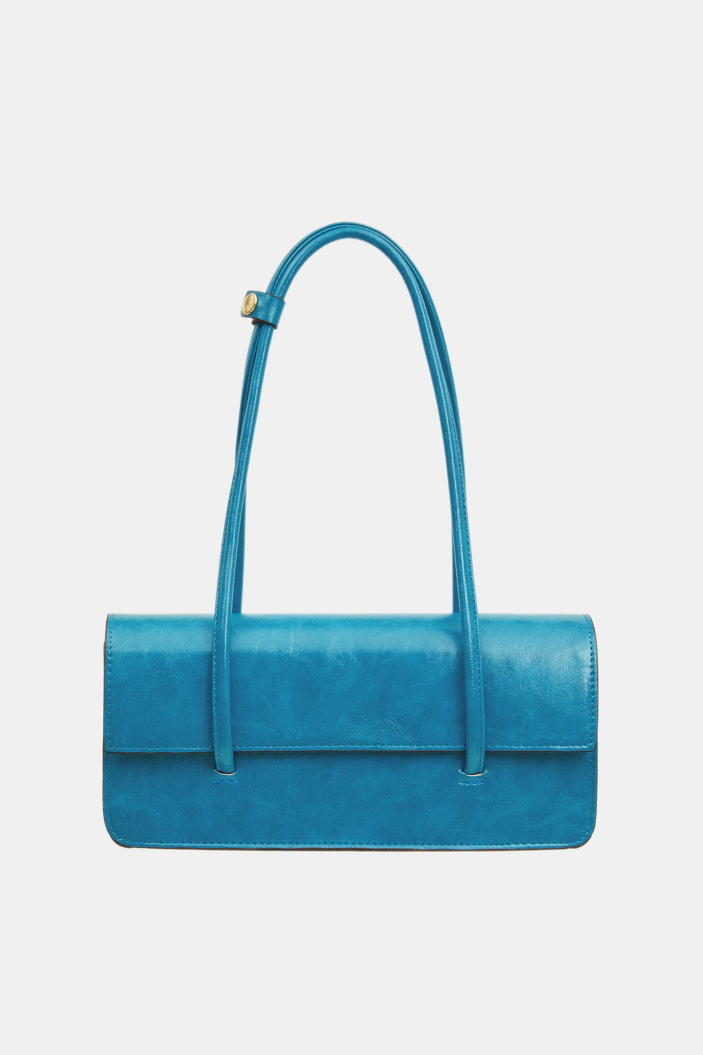 Tubular Top Handle Rectangular Bag, Cerulean Blue