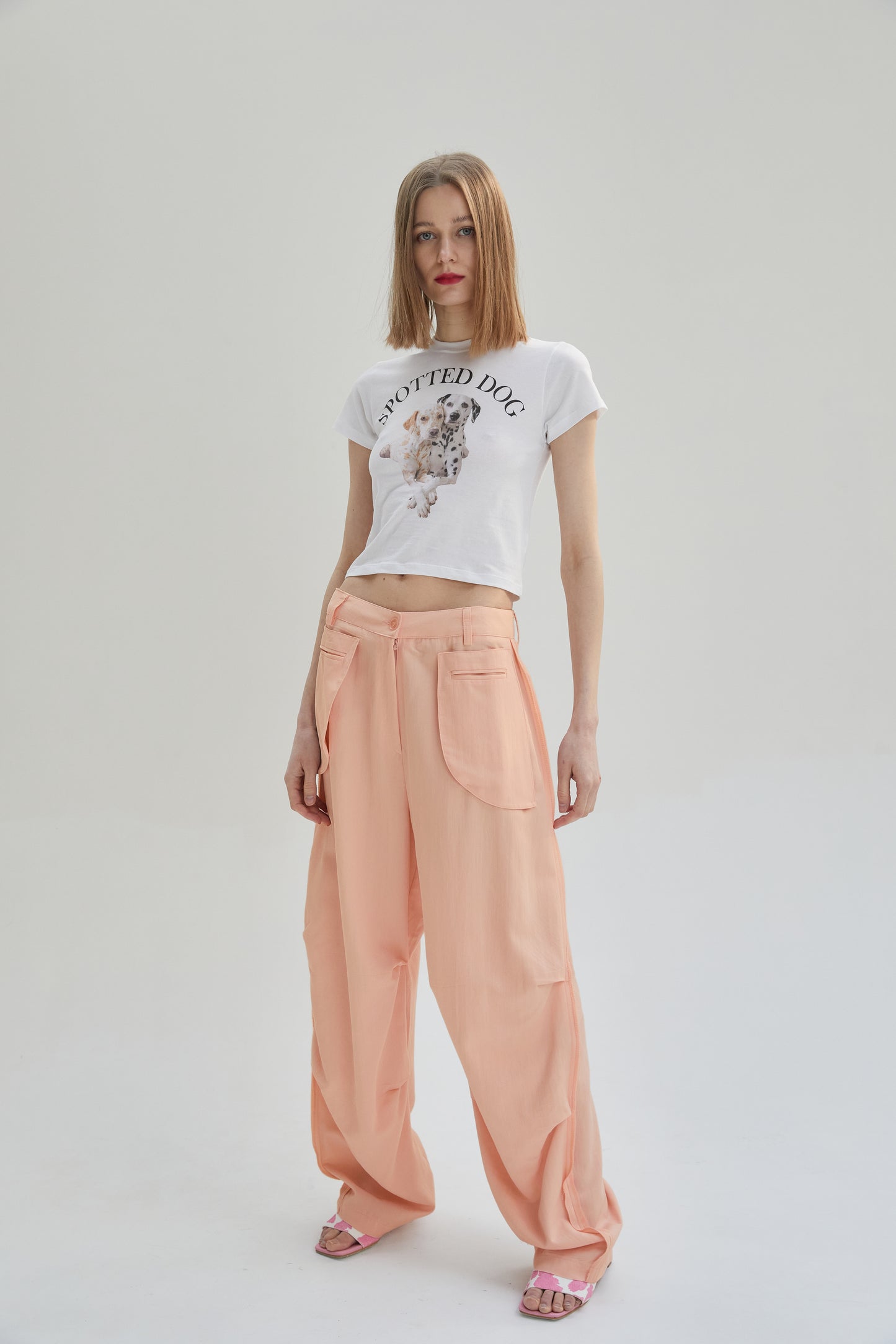 'Spotted Dog' Graphic Crop Tee, White
