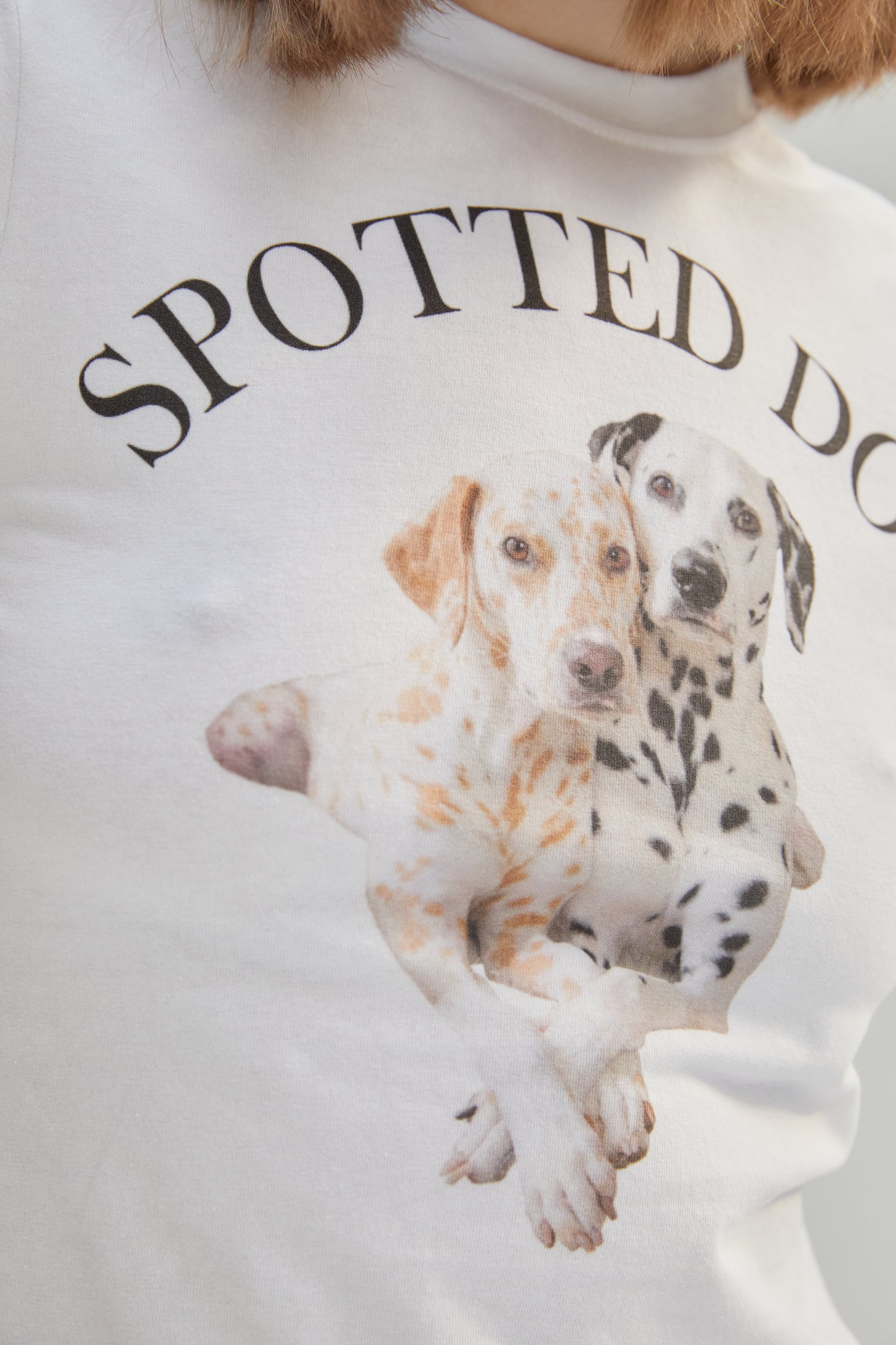 'Spotted Dog' Graphic Crop Tee, White
