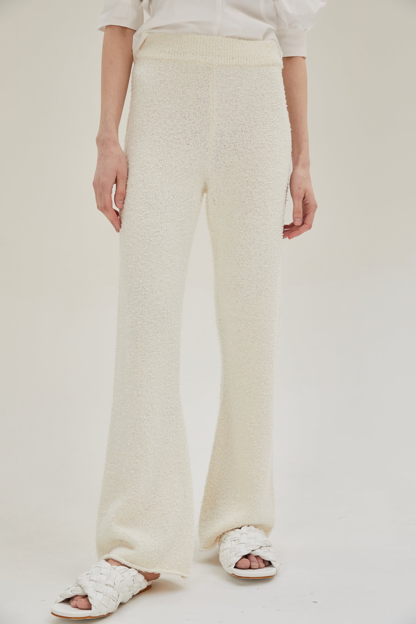 Pull-On Knit Pants, Creme