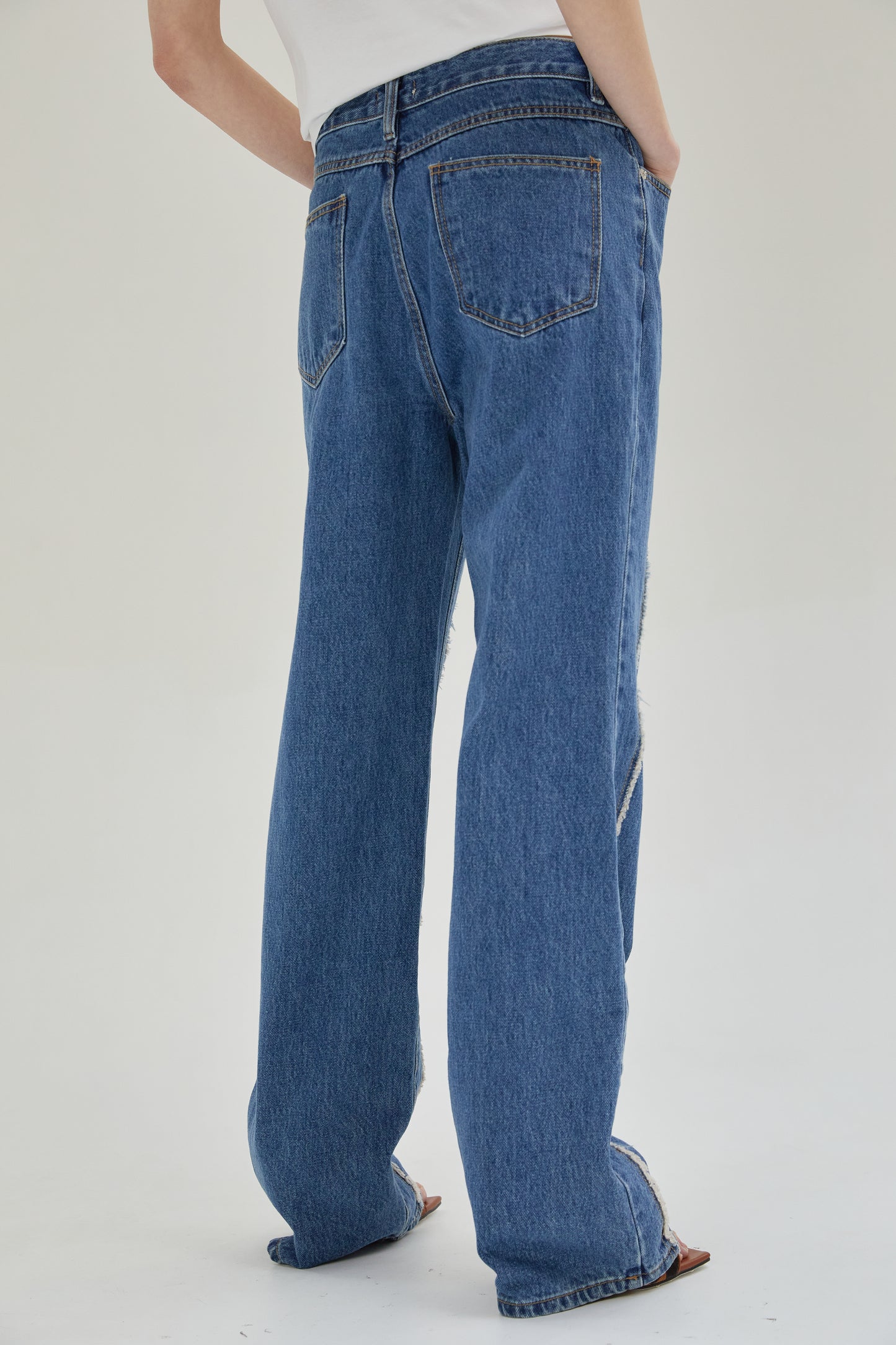 Frayed Cut Jeans, Blue